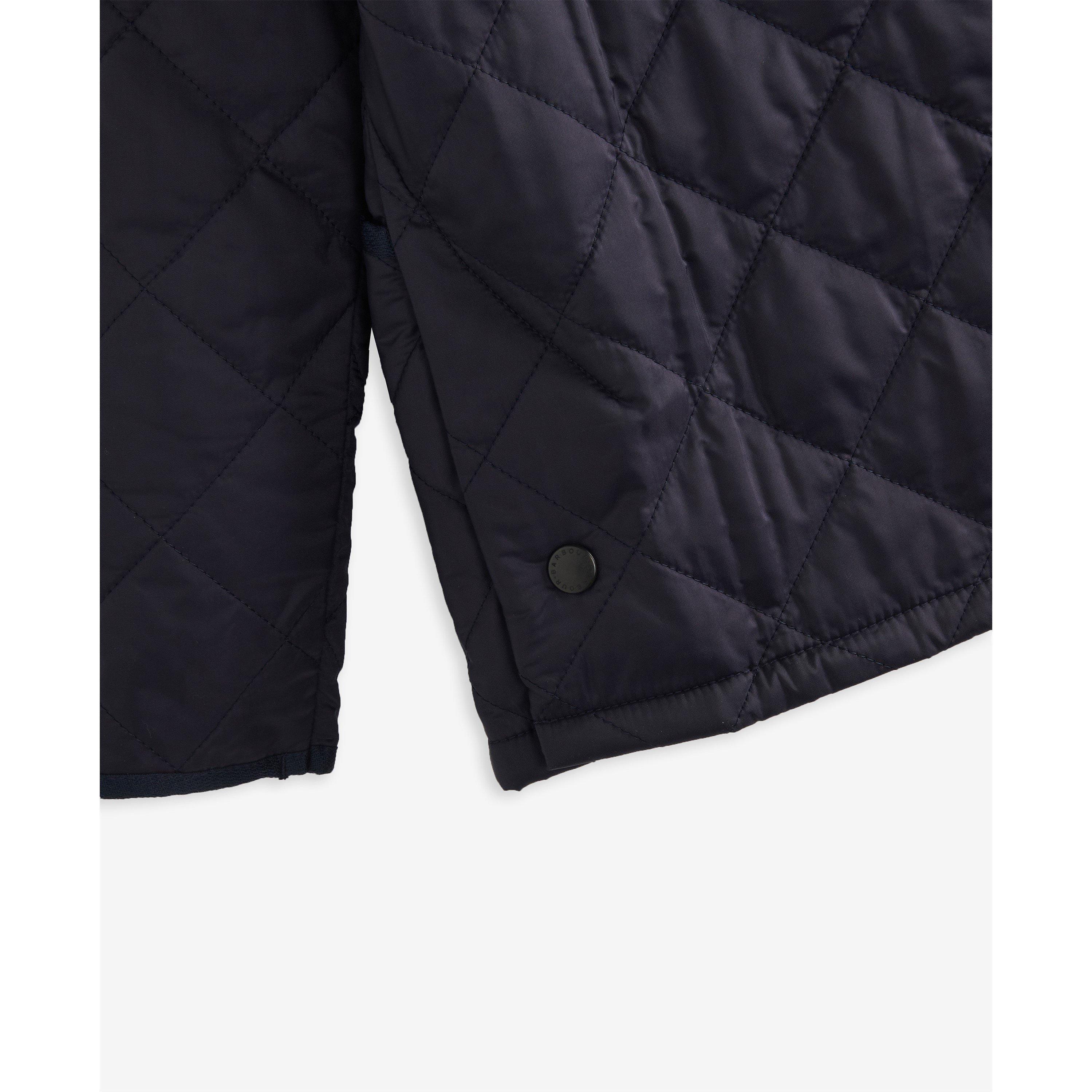 Navy - NY95 - Barbour - Unisex Kids Liddesdale Diamond Quilted Wind Resistant Long Sleeve Quilted Jacket - 5