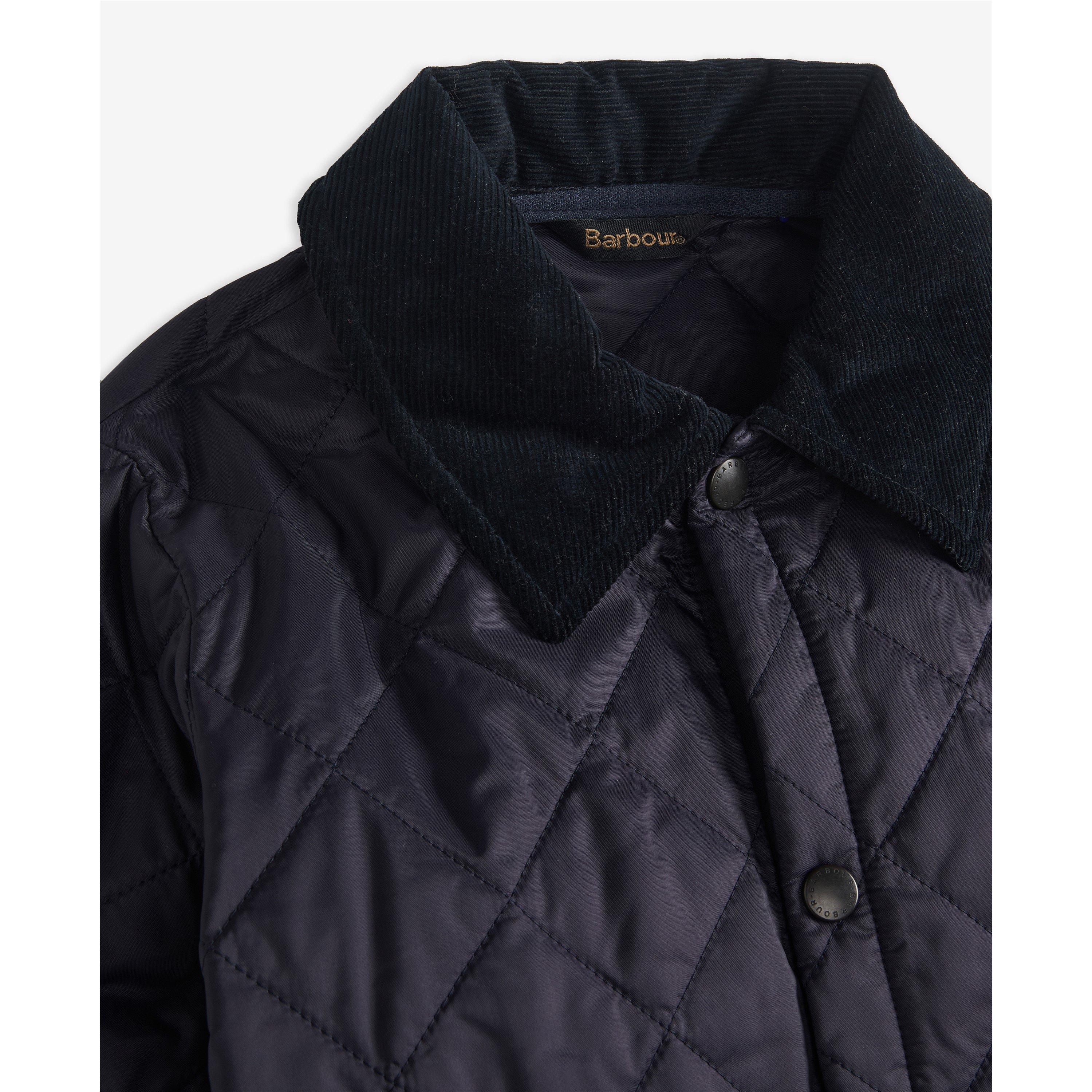 Navy - NY95 - Barbour - Unisex Kids Liddesdale Diamond Quilted Wind Resistant Long Sleeve Quilted Jacket - 6