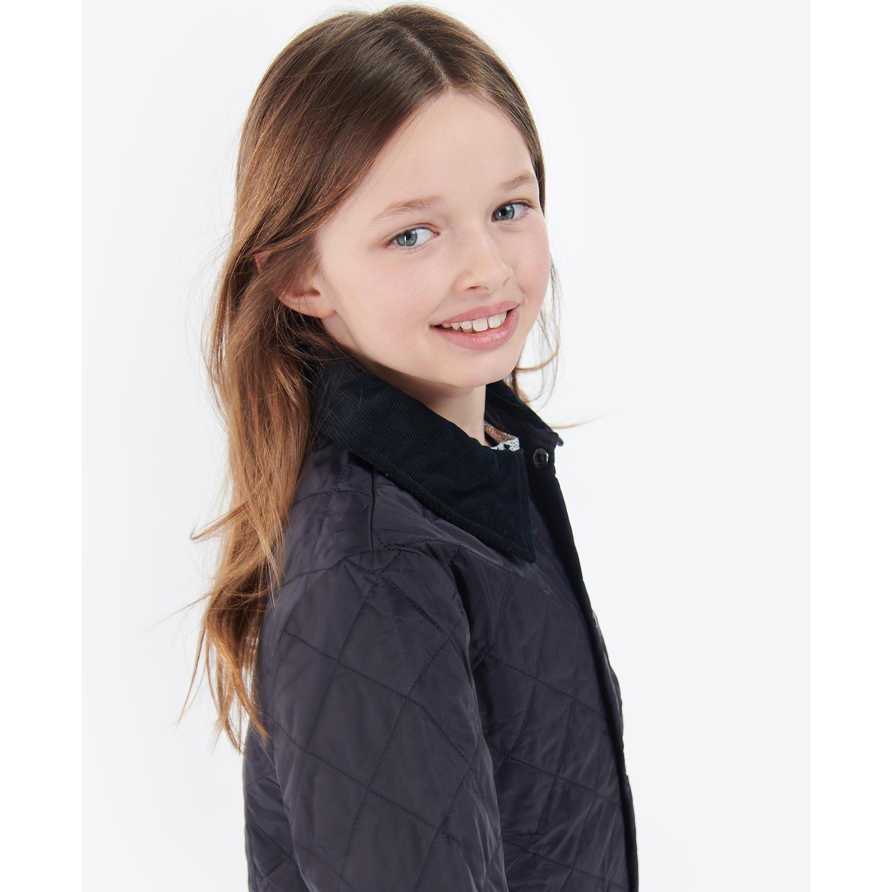 Navy - NY95 - Barbour - Unisex Kids Liddesdale Diamond Quilted Wind Resistant Long Sleeve Quilted Jacket - 7