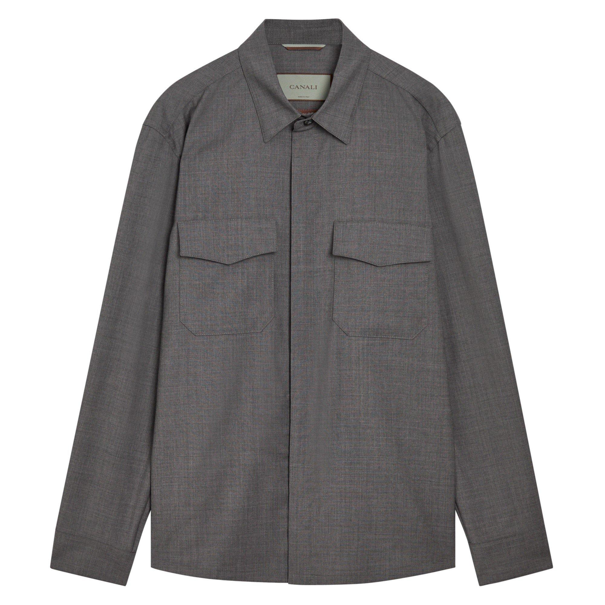 GREY - Canali - CAN OVERSHIRT WOOL - 1