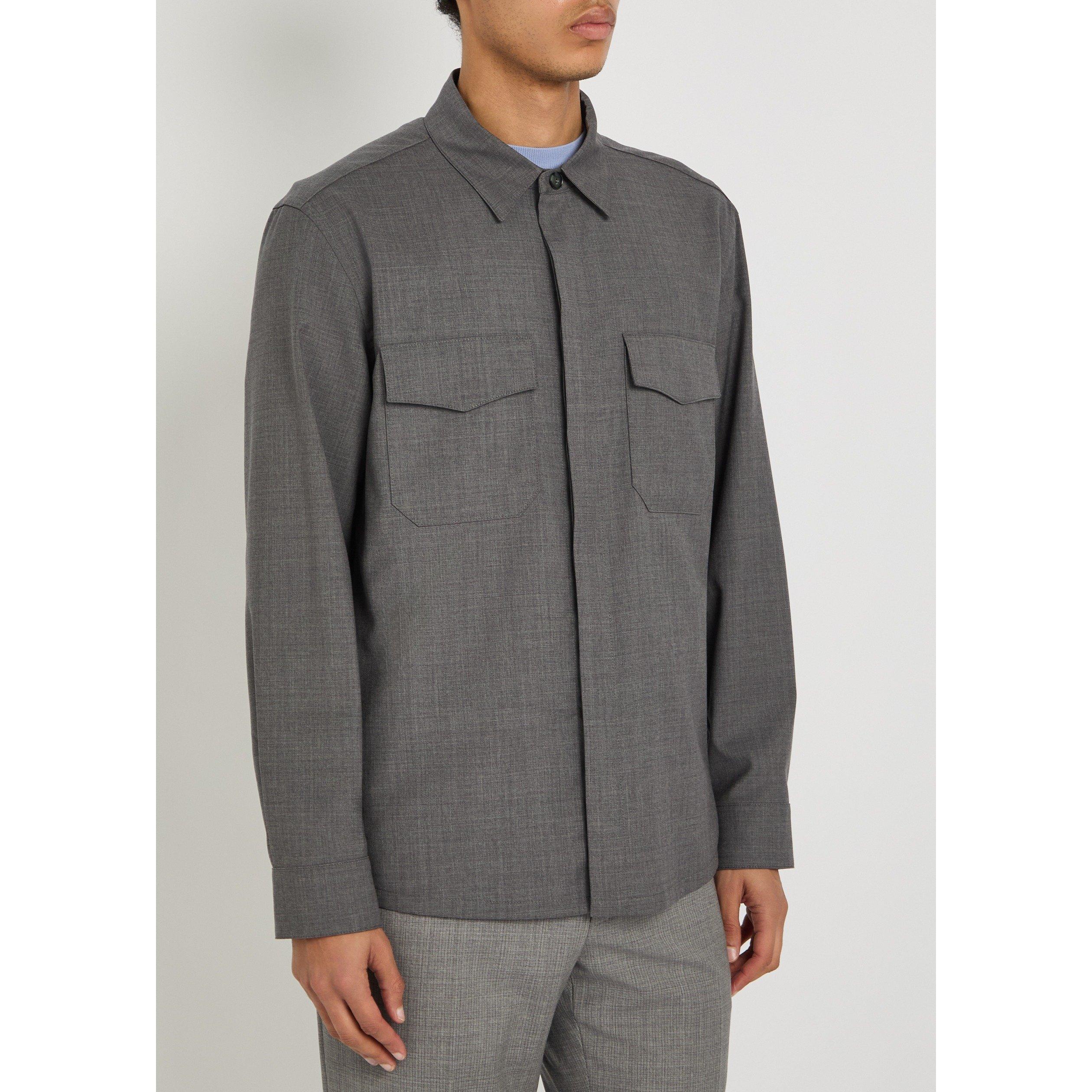 GREY - Canali - CAN OVERSHIRT WOOL - 2