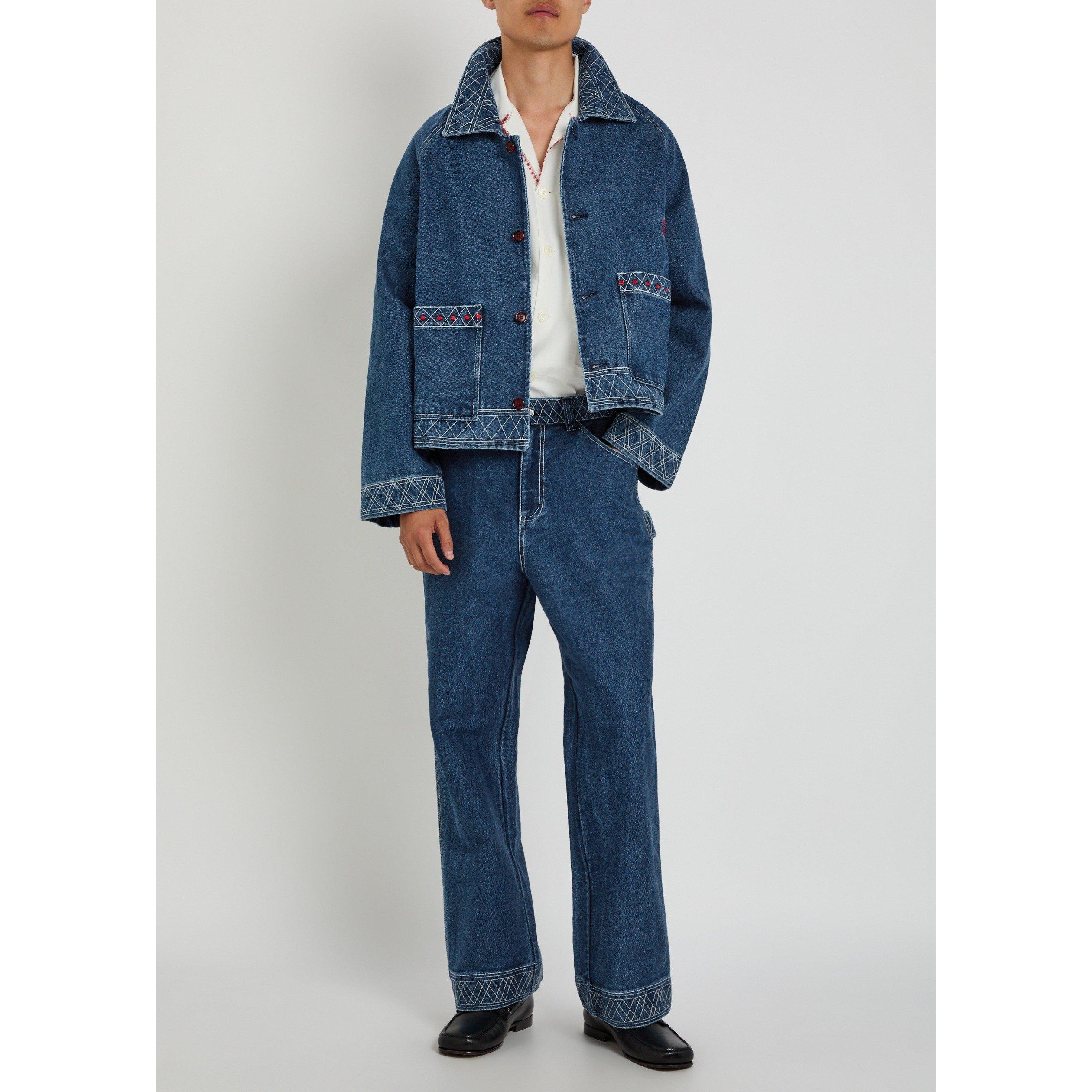 INDIGO - Bode - BODE EMBROIDERED DENIM JACKET - 5