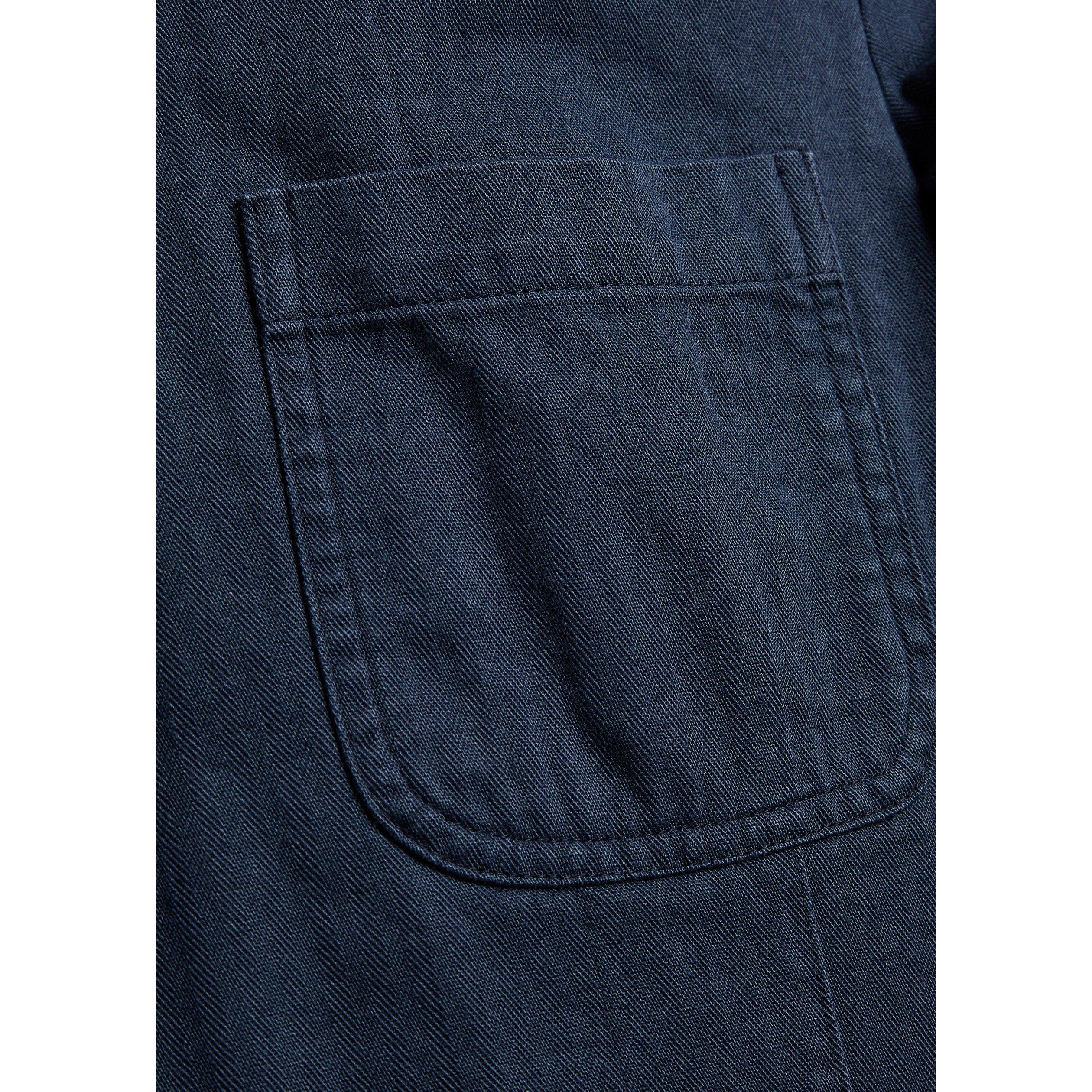 NAVY - Drakes - Men's Cotton Herringbone Blazer - 4