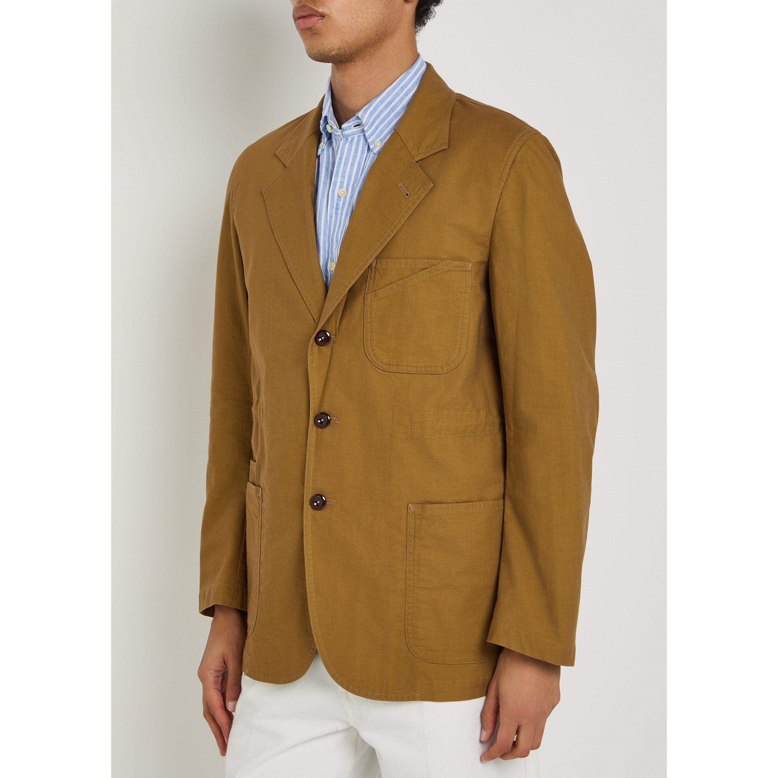 BROWN AND OTHER - Drakes - Men's Cotton Relaxed-Fit Blazer - 2