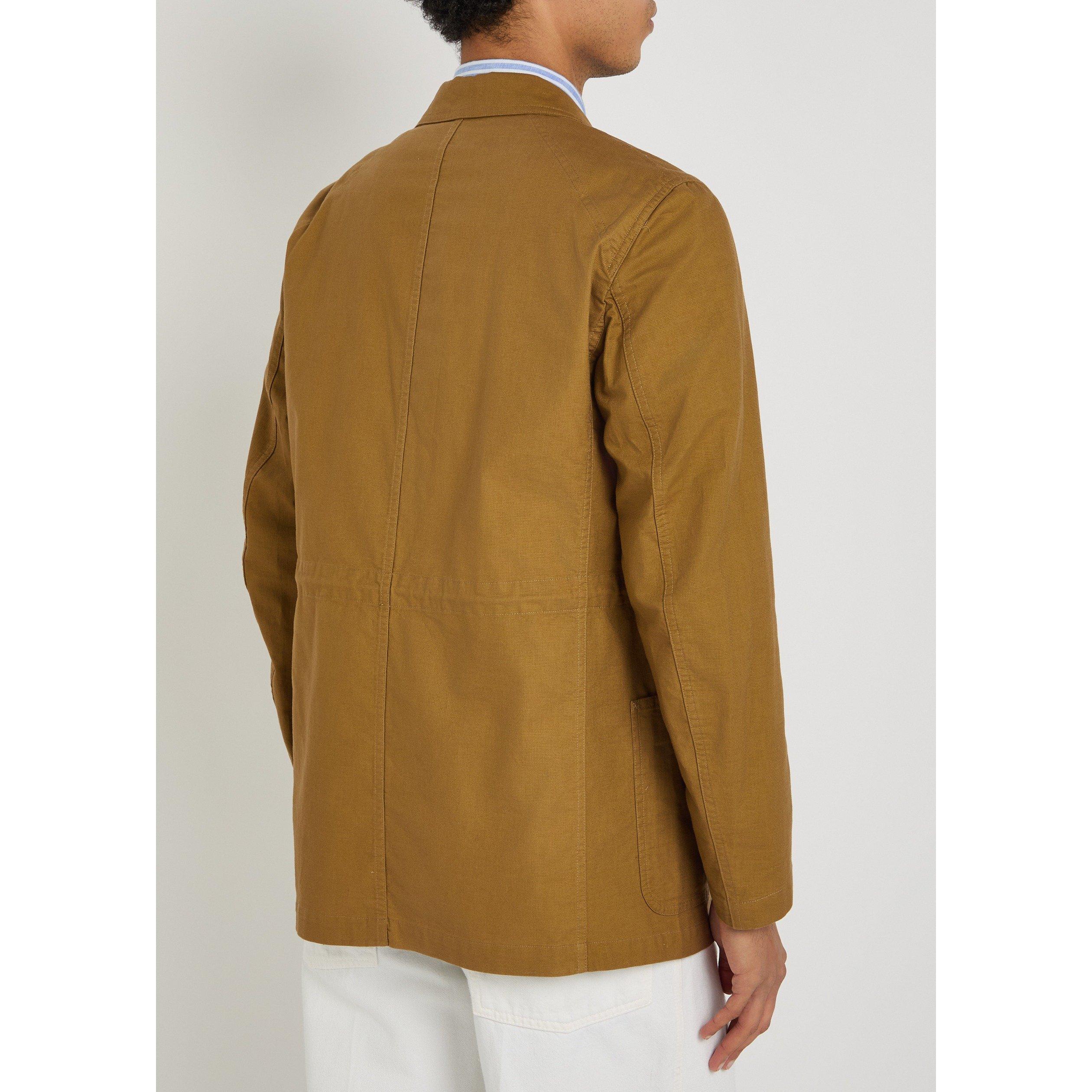 BROWN AND OTHER - Drakes - Men's Cotton Relaxed-Fit Blazer - 3