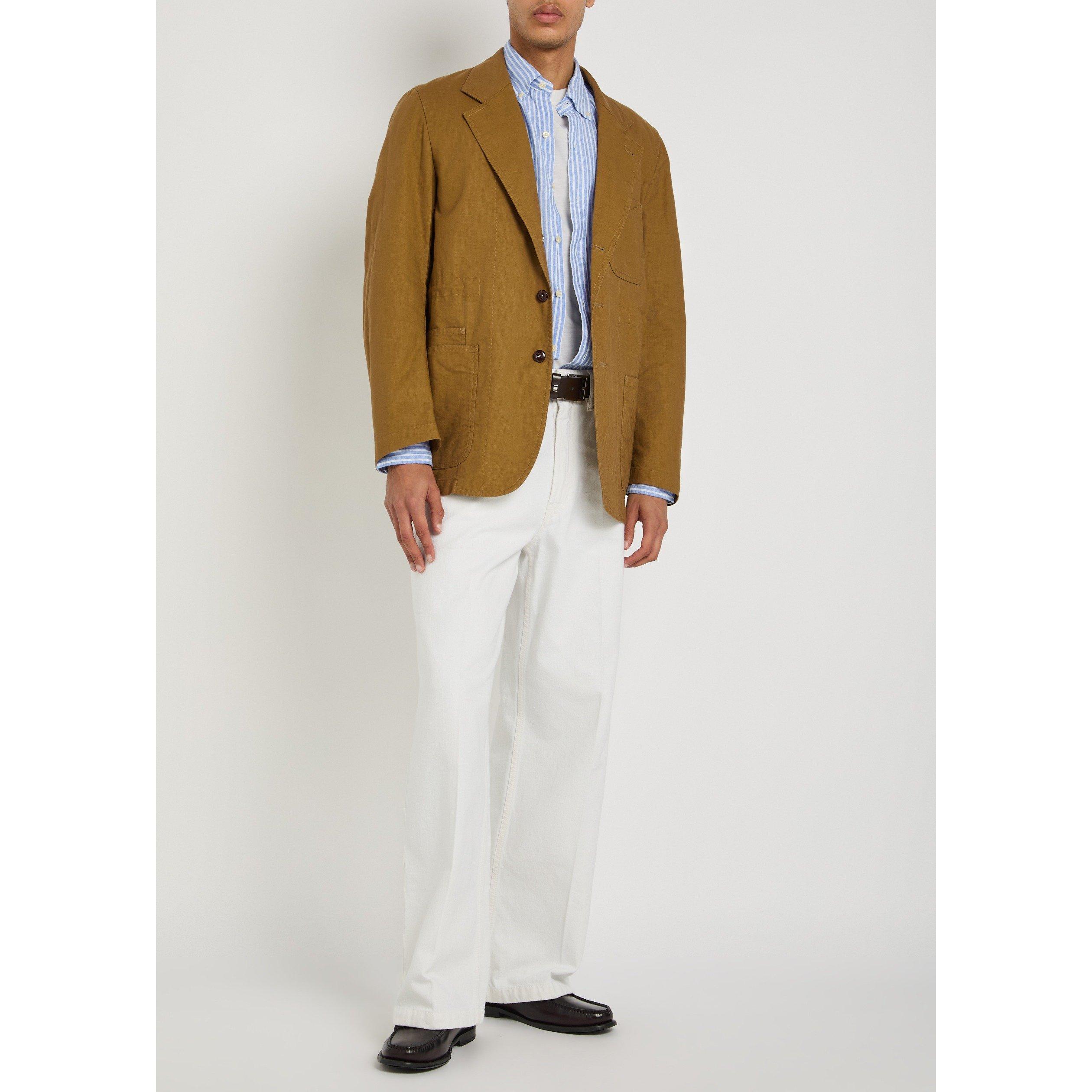 BROWN AND OTHER - Drakes - Men's Cotton Relaxed-Fit Blazer - 5