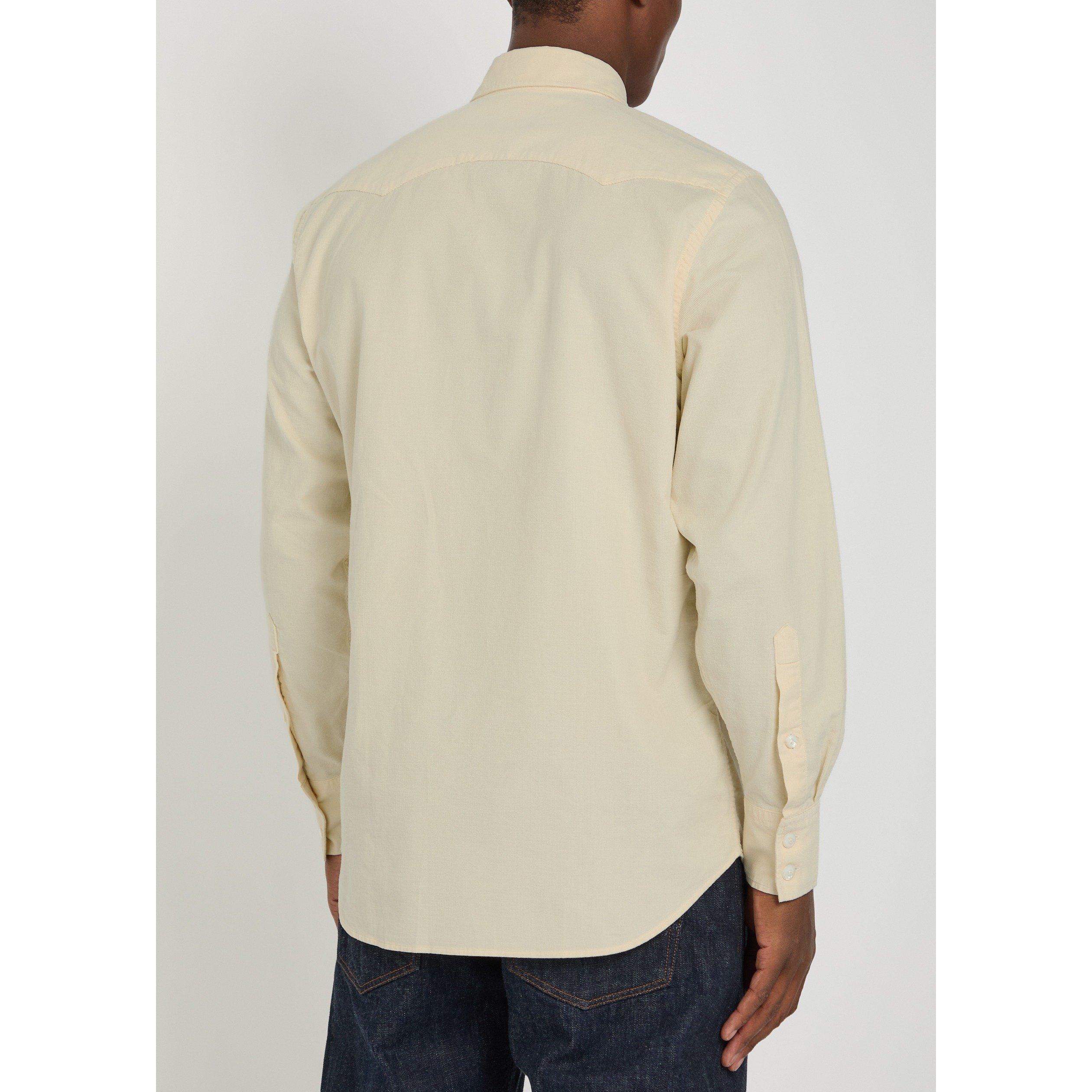 BEIGE - Drakes - Men's Cotton Corduroy Long-Sleeve Overshirt - 3