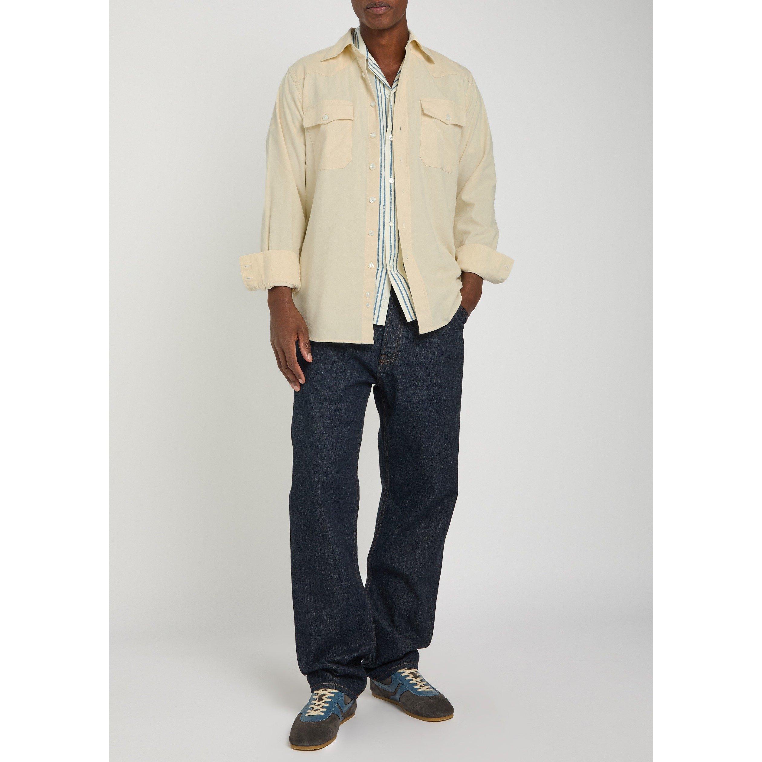 BEIGE - Drakes - Men's Cotton Corduroy Long-Sleeve Overshirt - 5