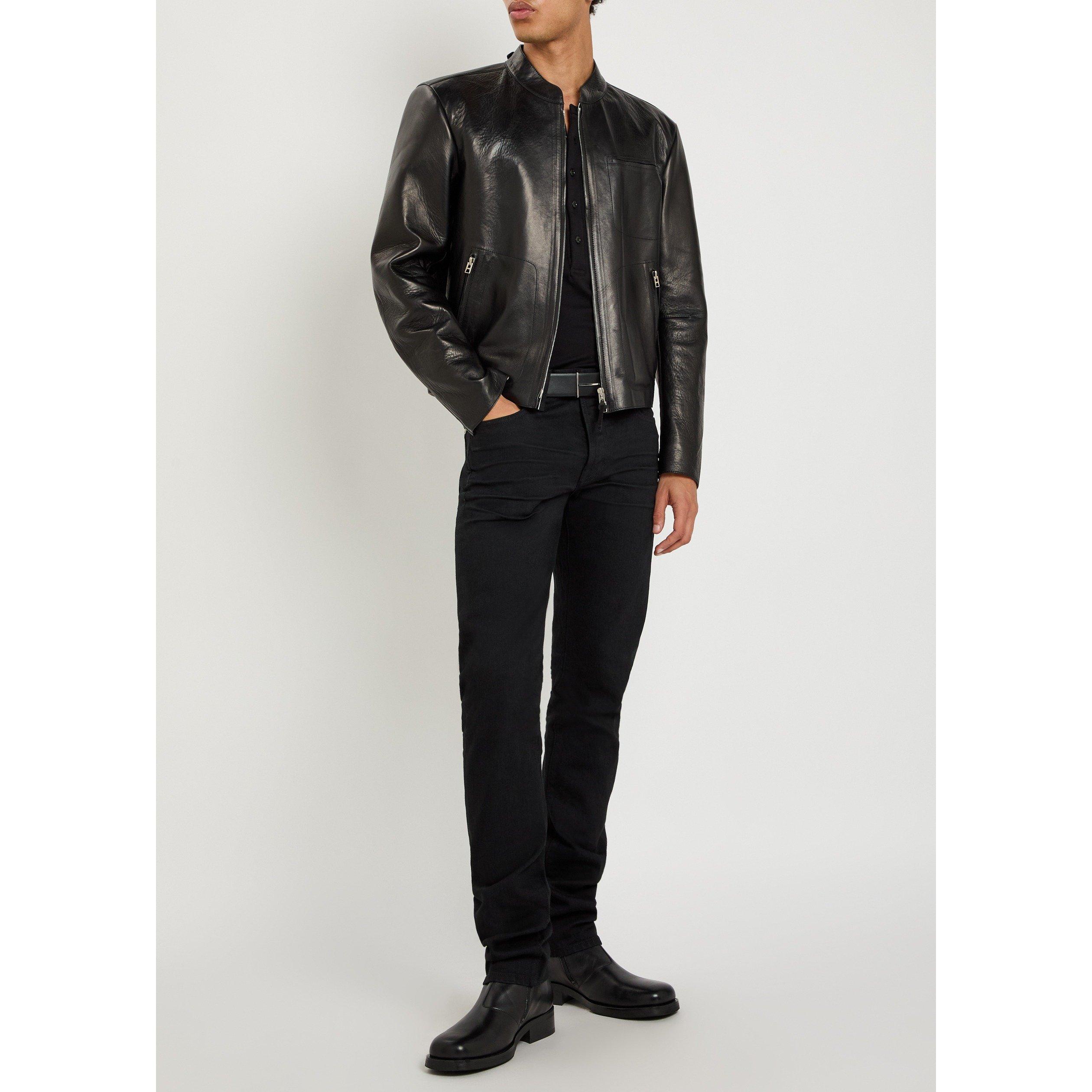 BLACK AND WHITE - Tom Ford - TOM FORD BUTTERY LEATHER BIKER - 5