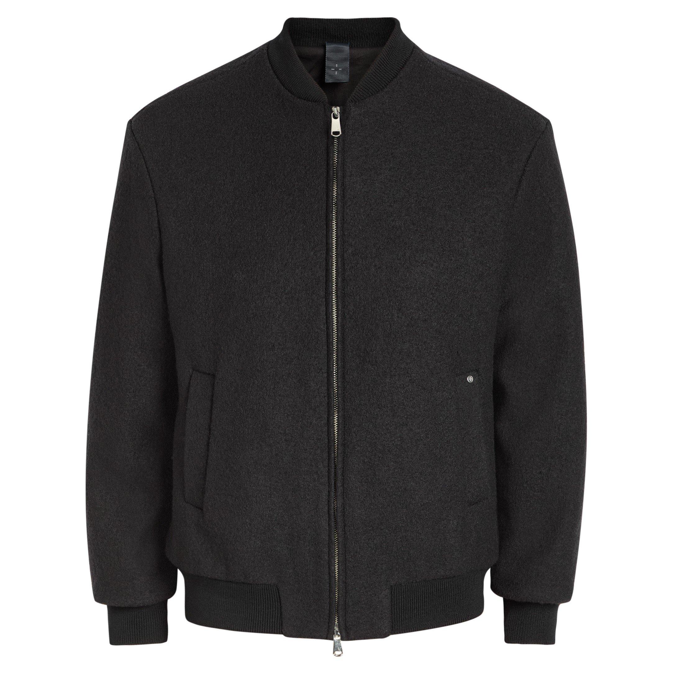 BLACK - Unknown - Men's Wool Jersey Long-Sleeve Slim-Fit Coat
