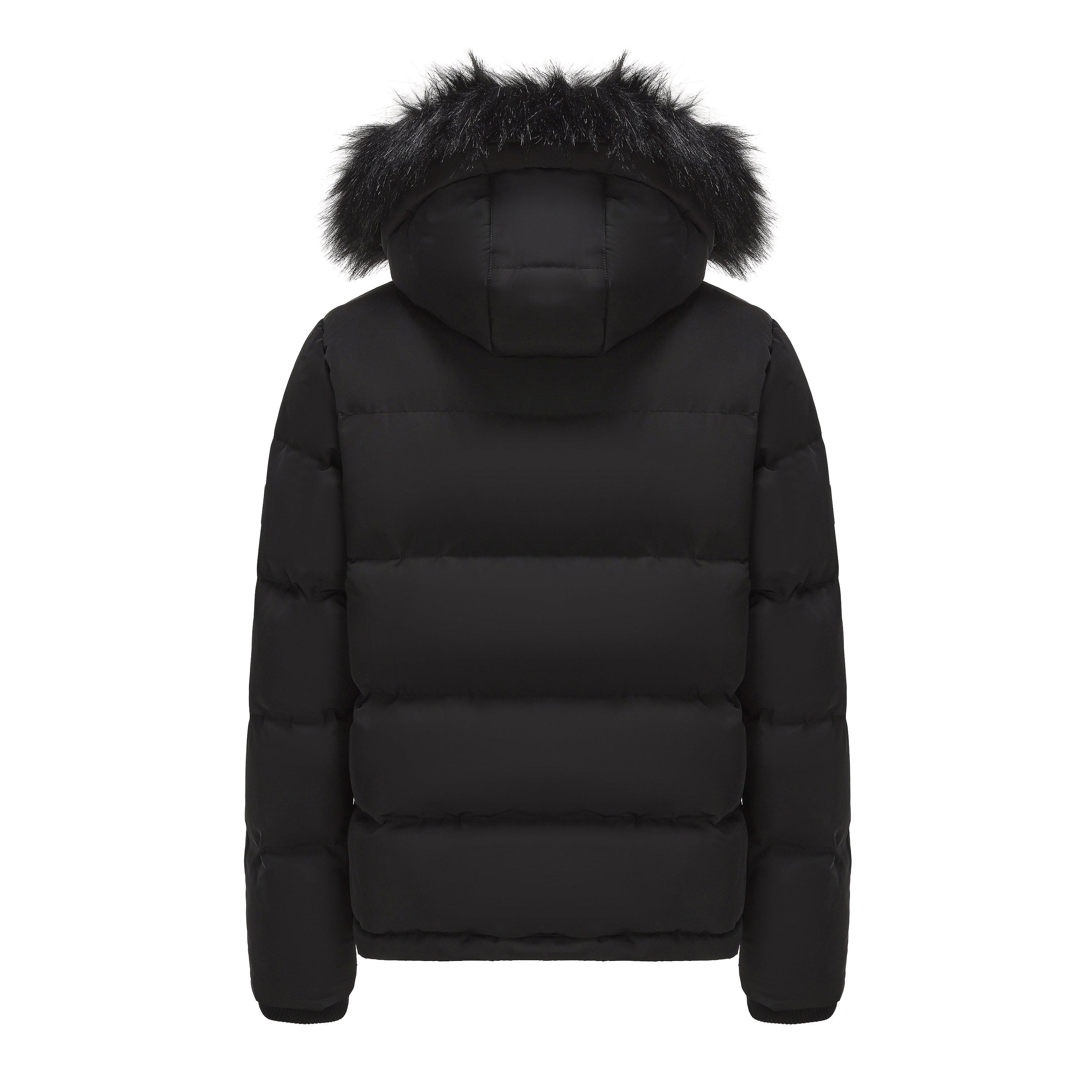 Nero - SoulCal - 2 Zip Bubble Faux Fur Trim Fleece Lined Short Puffer Jacket - 11