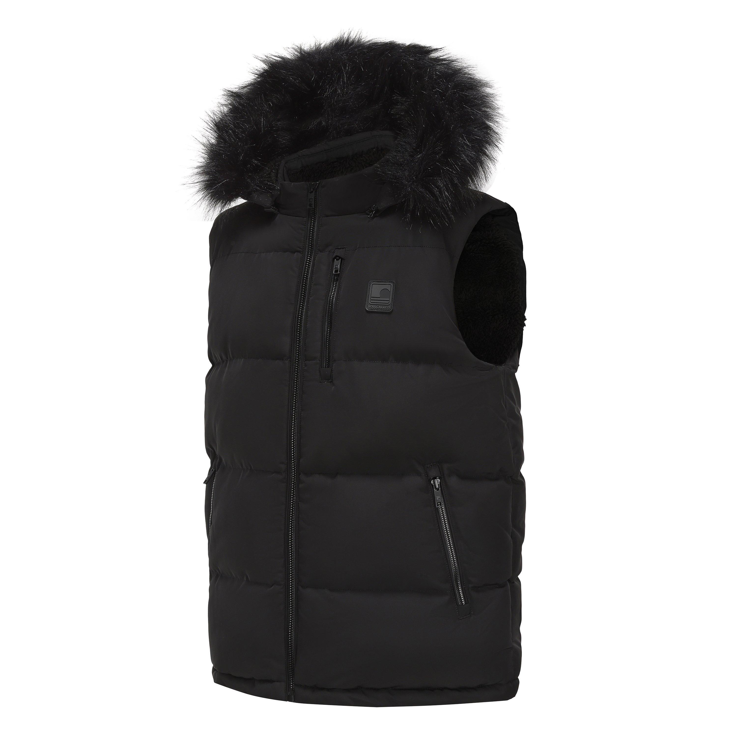 Preto - SoulCal - 2 Zip Double Layered Sherpa Lined Hooded Gilet - 3