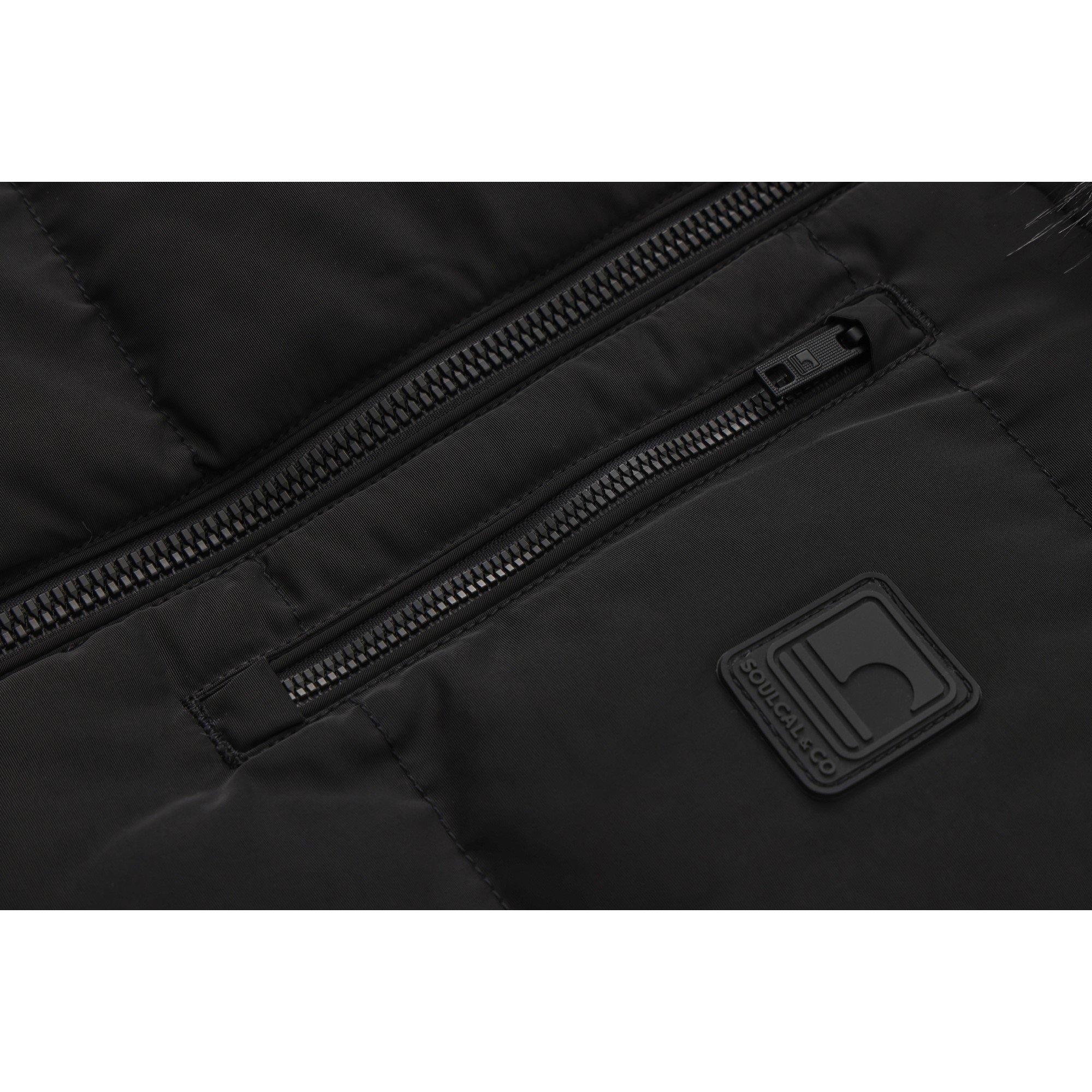 Preto - SoulCal - 2 Zip Double Layered Sherpa Lined Hooded Gilet - 7