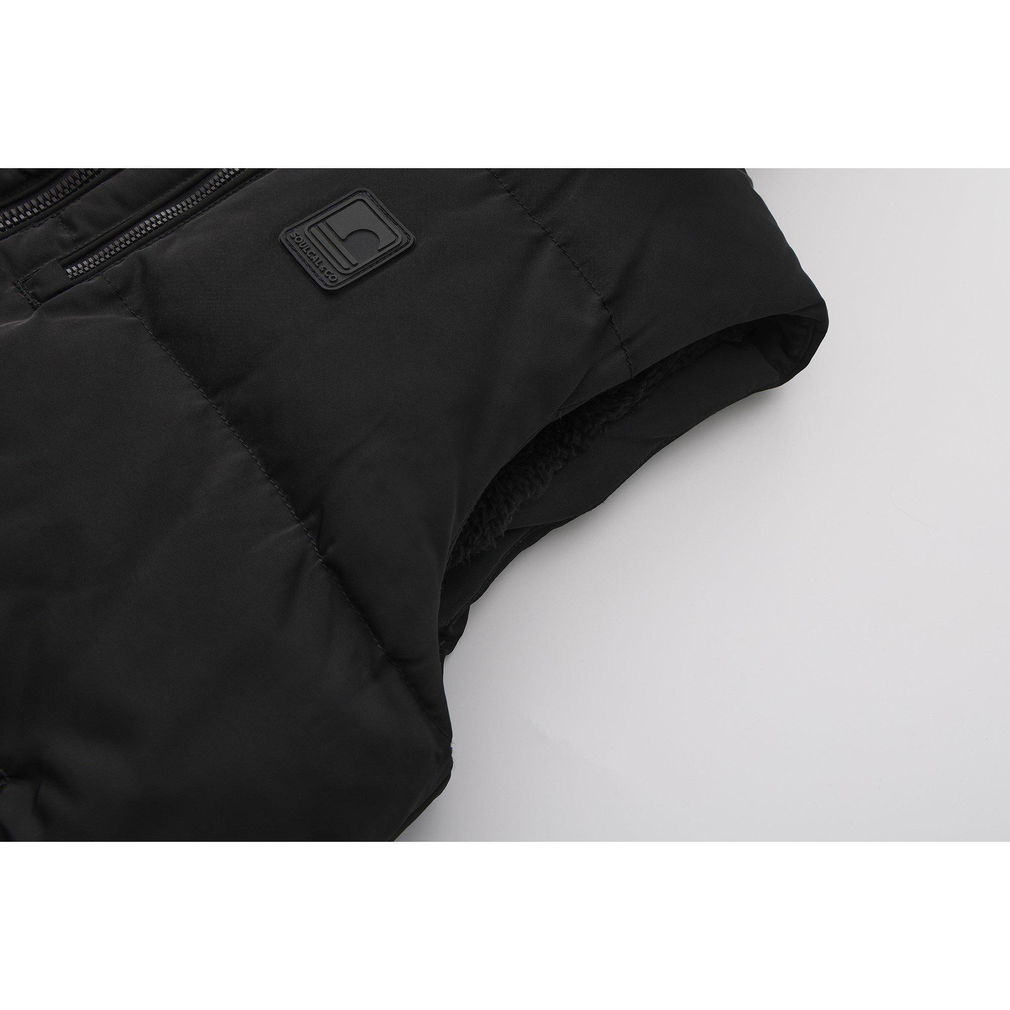 Preto - SoulCal - 2 Zip Double Layered Sherpa Lined Hooded Gilet - 8