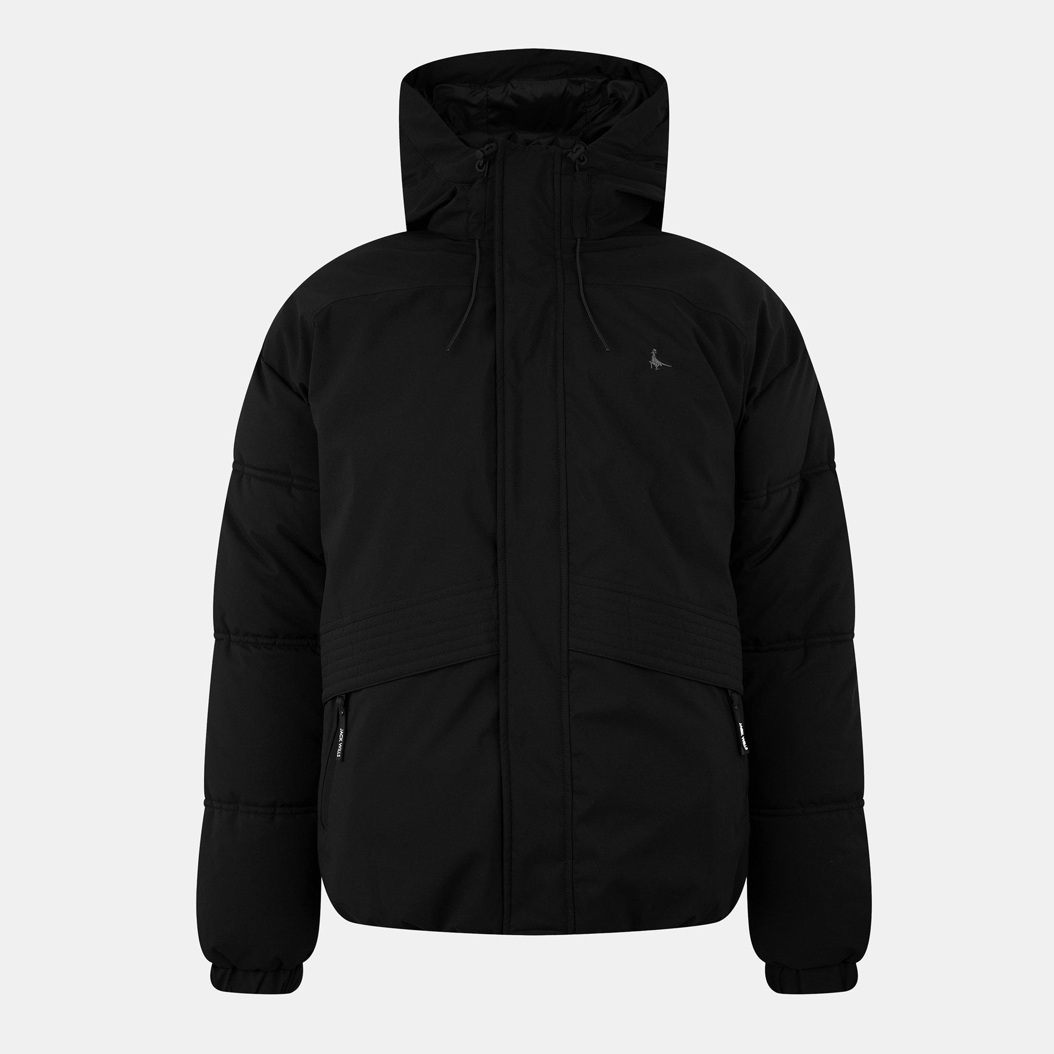 Black - Jack Wills - Men's Insulated Weather Resistant Short Puffer Jacket - 1