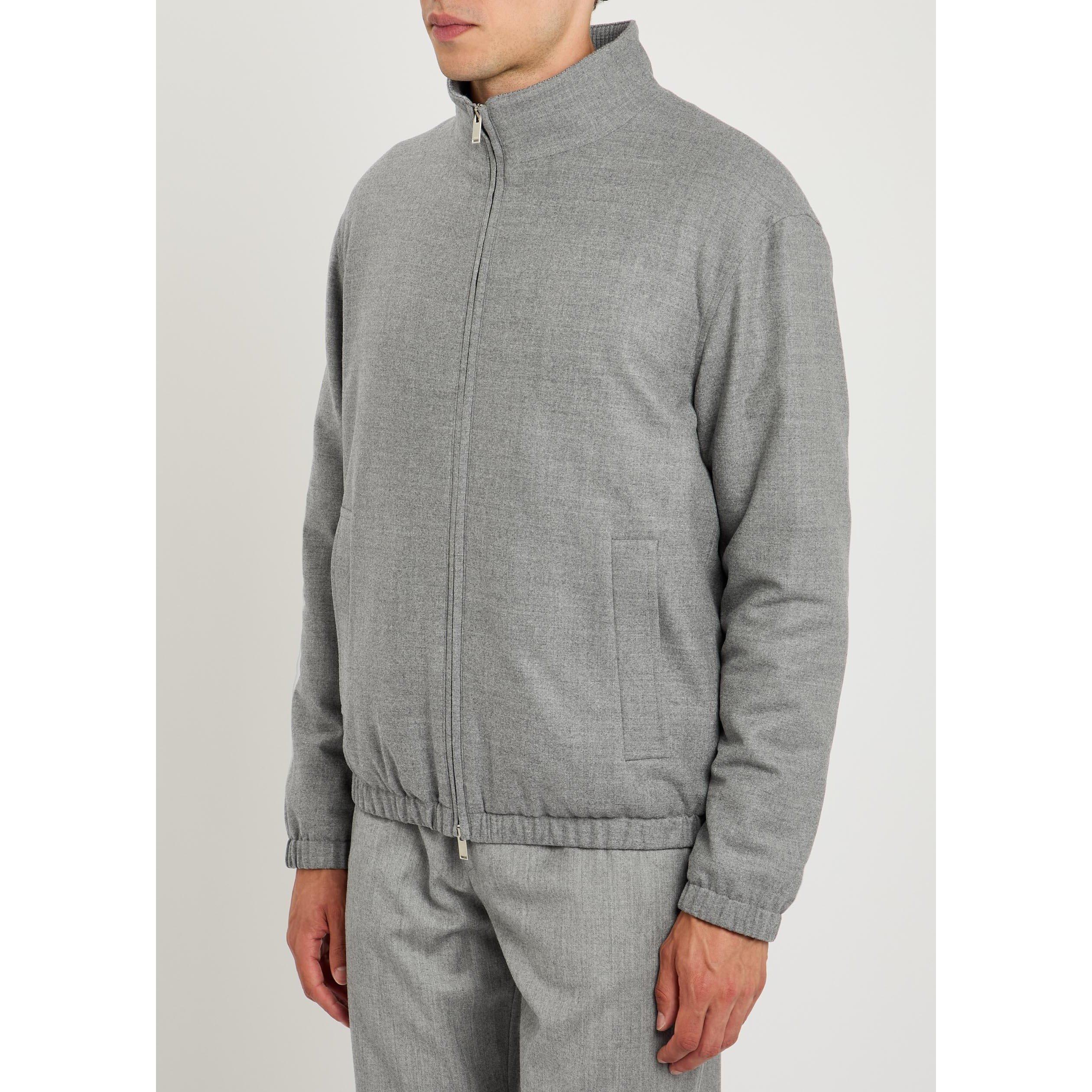 GREY - Lardini - Men's Wool Bomber Jacket - 2