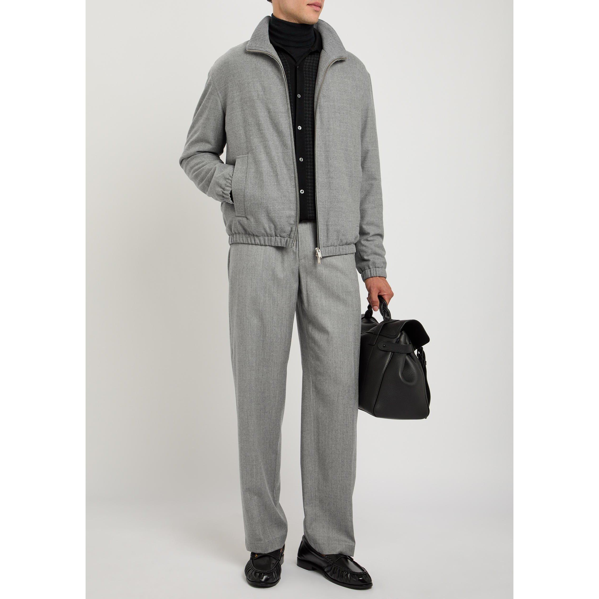 GREY - Lardini - Men's Wool Bomber Jacket - 5