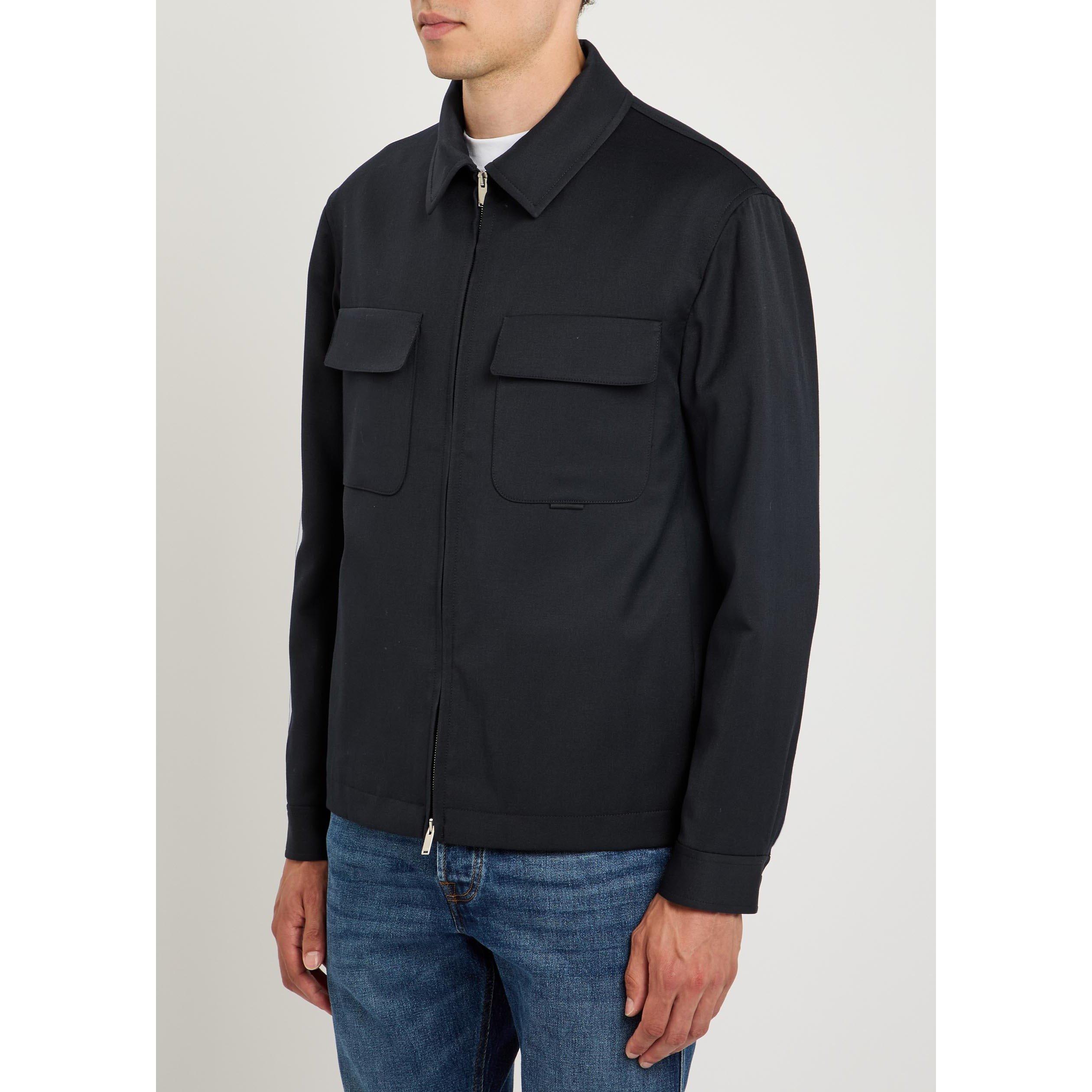NAVY - Lardini - Men's Wool Harrington Jacket - 2