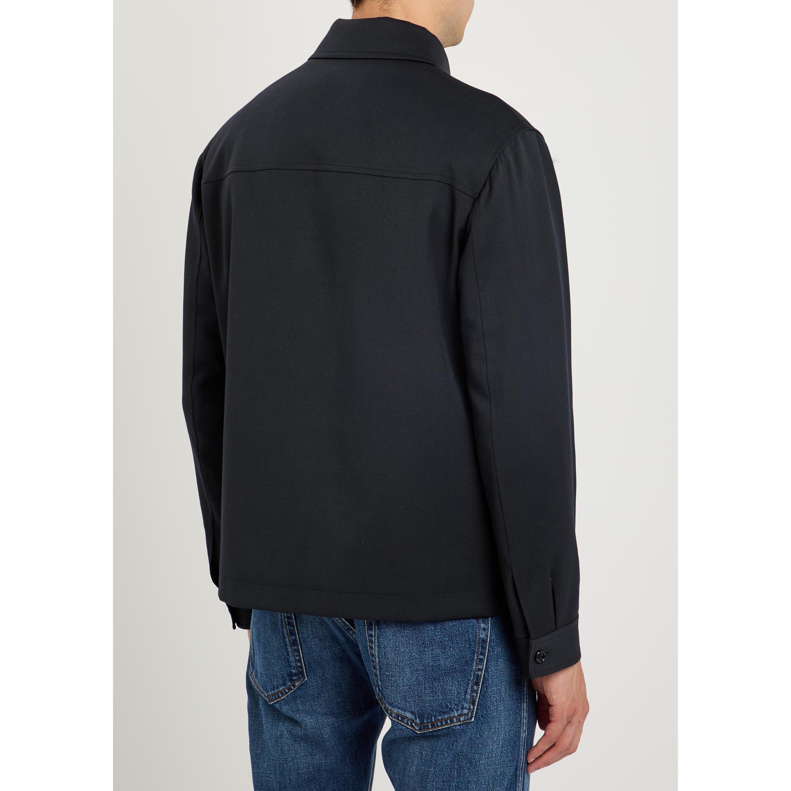 NAVY - Lardini - Men's Wool Harrington Jacket - 3