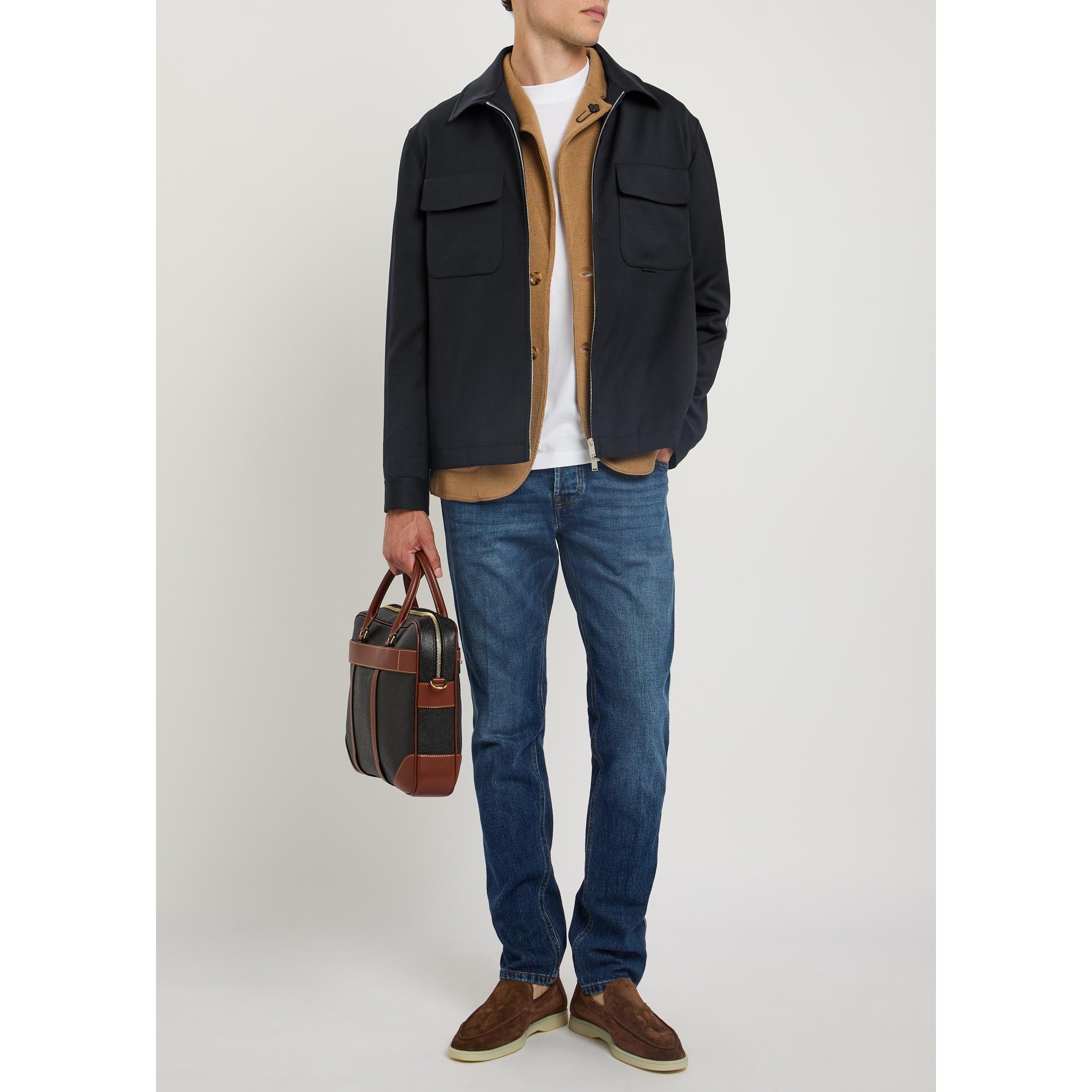 NAVY - Lardini - Men's Wool Harrington Jacket - 5