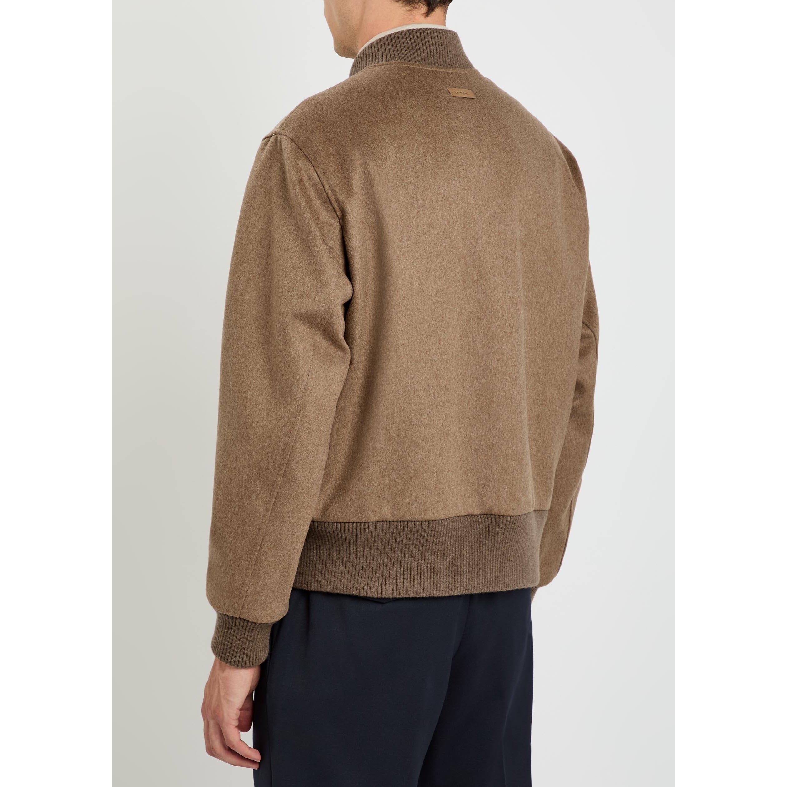 BROWN - Lardini - Men's Wool Relaxed-Fit Bomber Jacket - 3