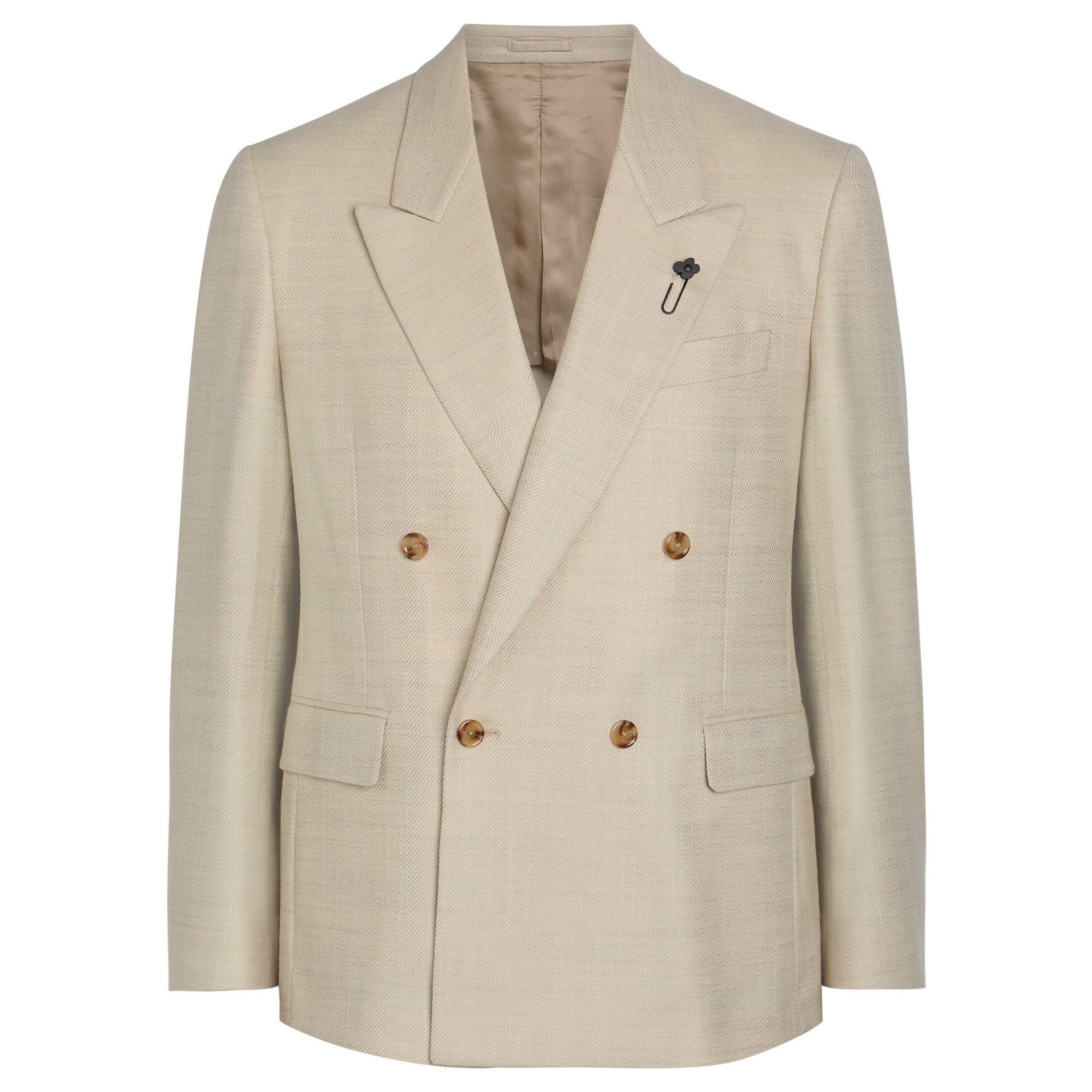CREAM - Lardini - Men's Double-Breasted Wool Blazer - 1
