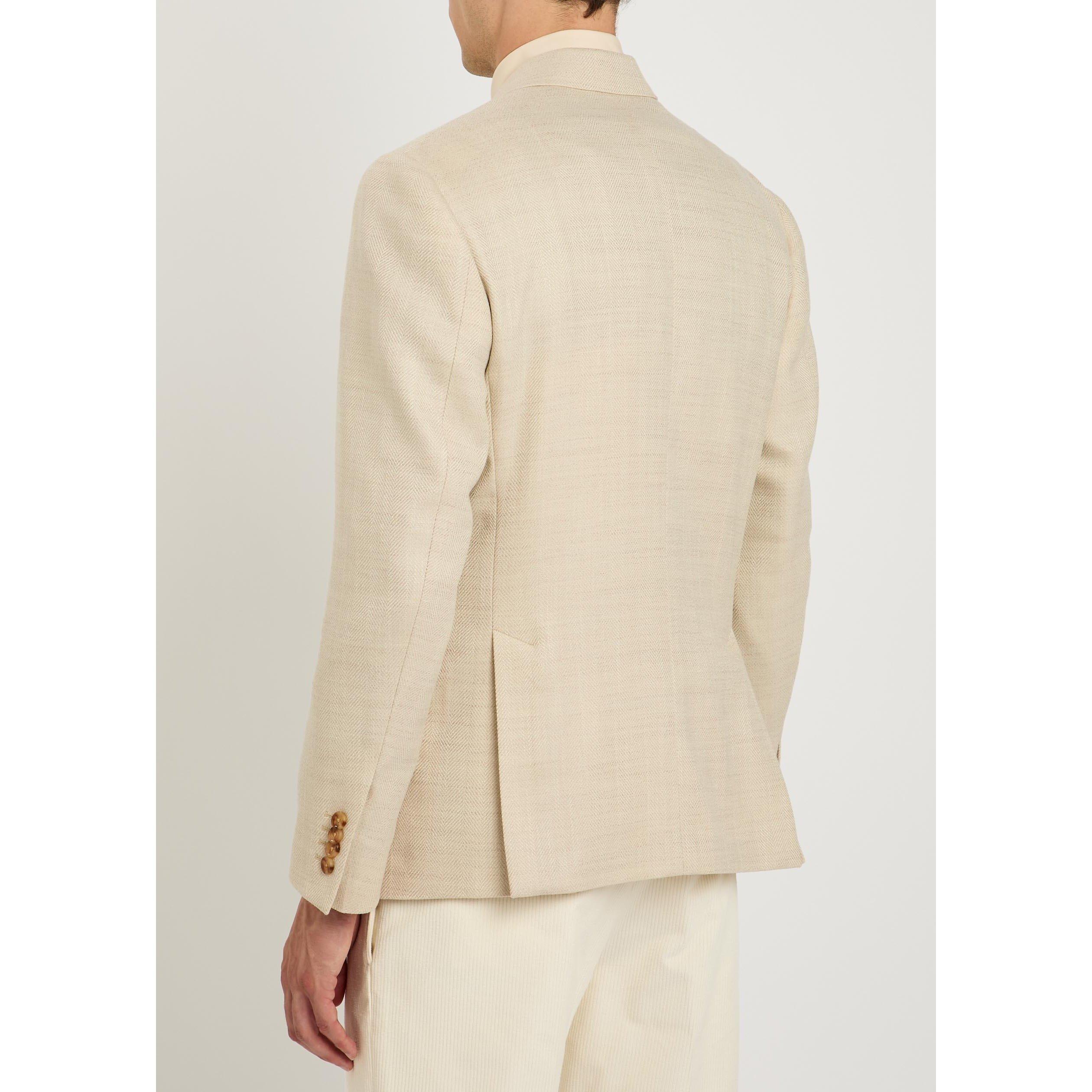CREAM - Lardini - Men's Double-Breasted Wool Blazer - 3