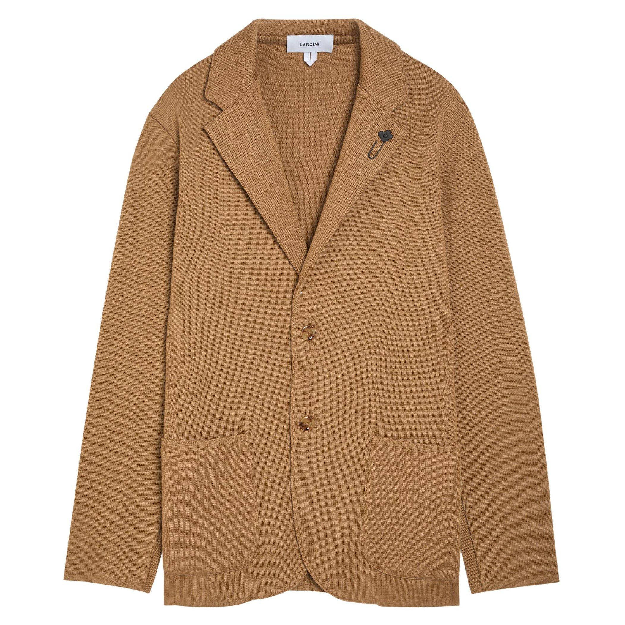 LIGHT BROWN - Lardini - Men's Knitted Wool Relaxed-Fit Blazer - 1