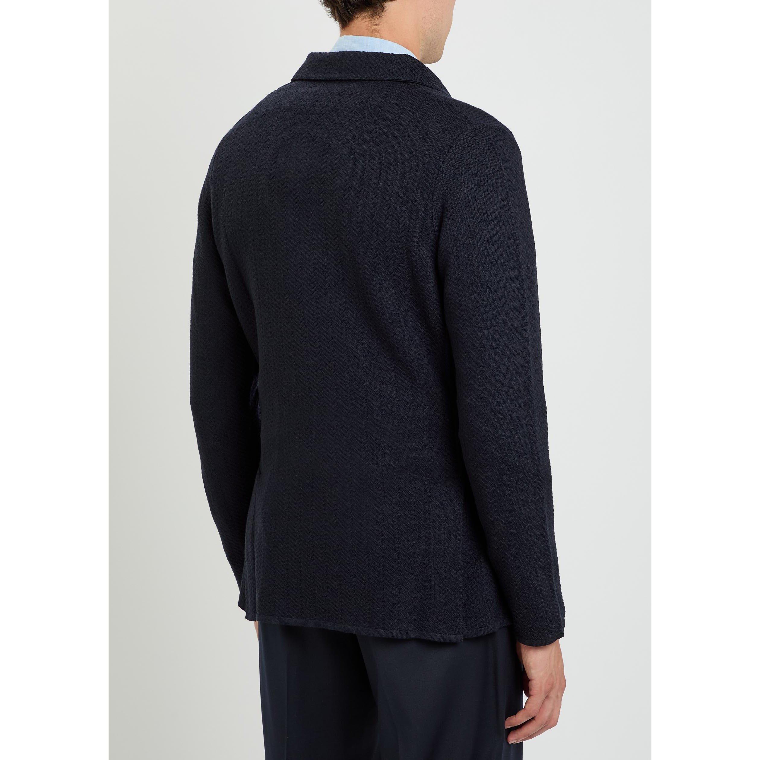 NAVY - Lardini - Men's Double-Breasted Wool Blazer - 3