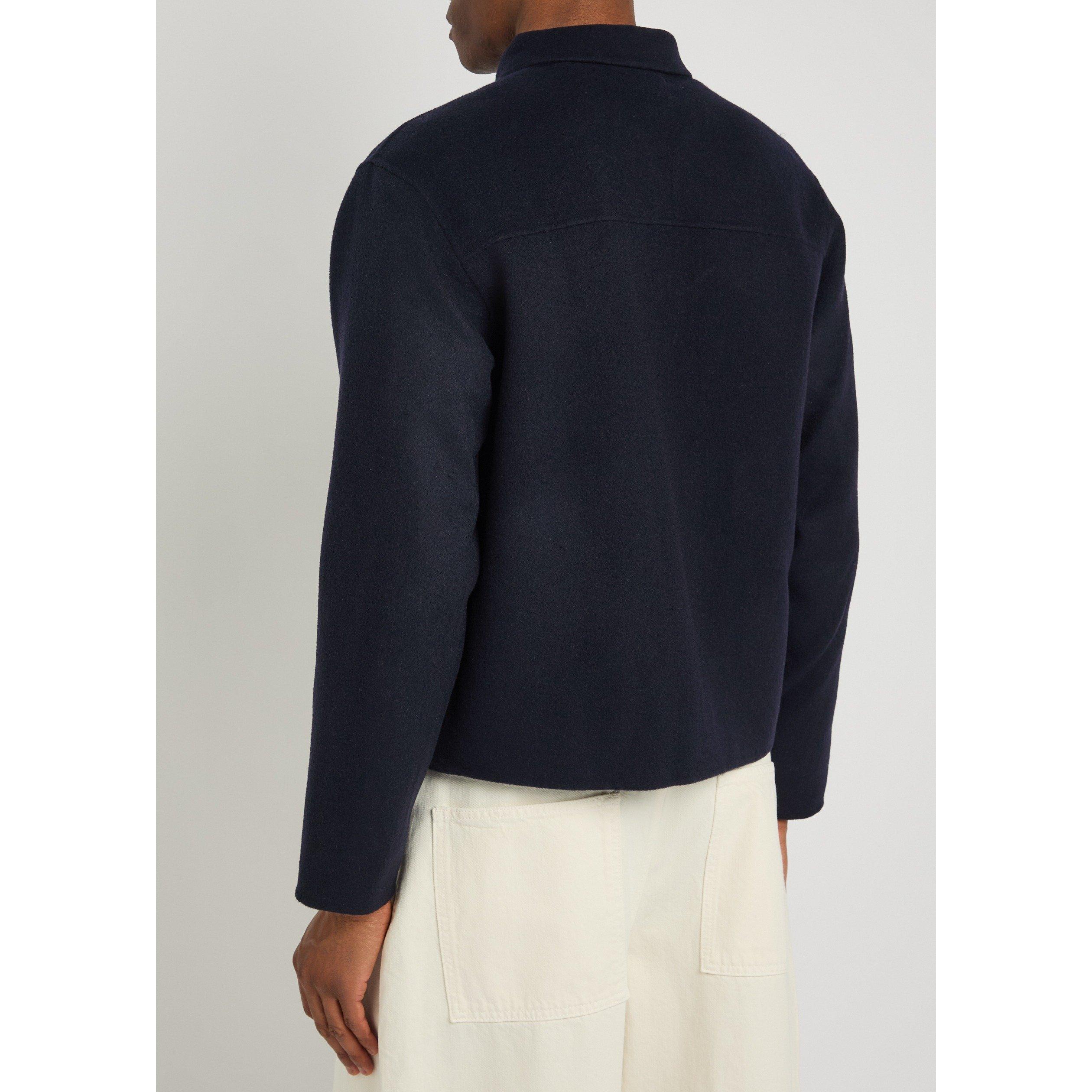 NAVY - Officine Generale - Men's Mazir Wool Oversized-Fit Bomber Jacket - 3