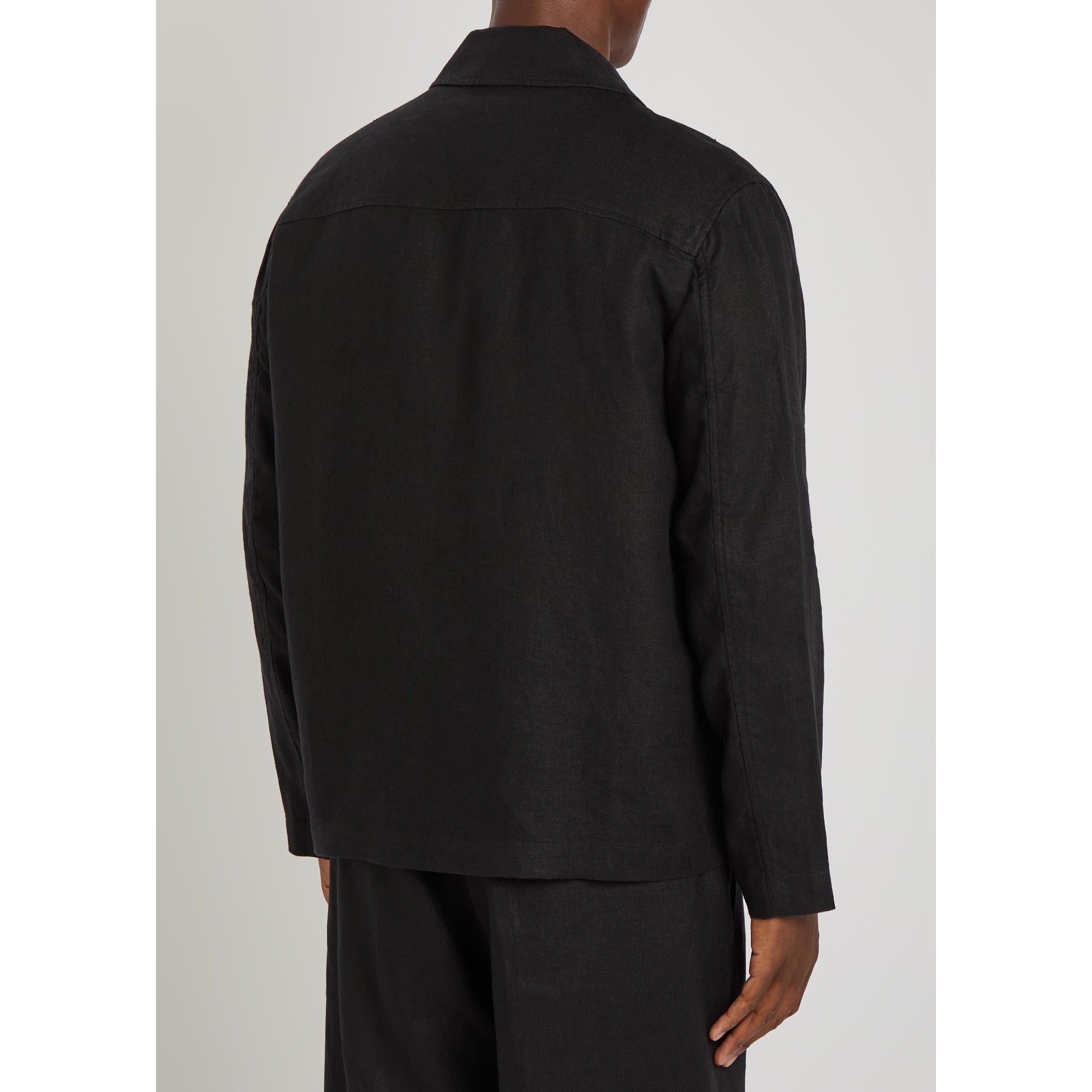 BLACK - NN07 - Men's Morgan Linen Relaxed-Fit Overshirt - 3