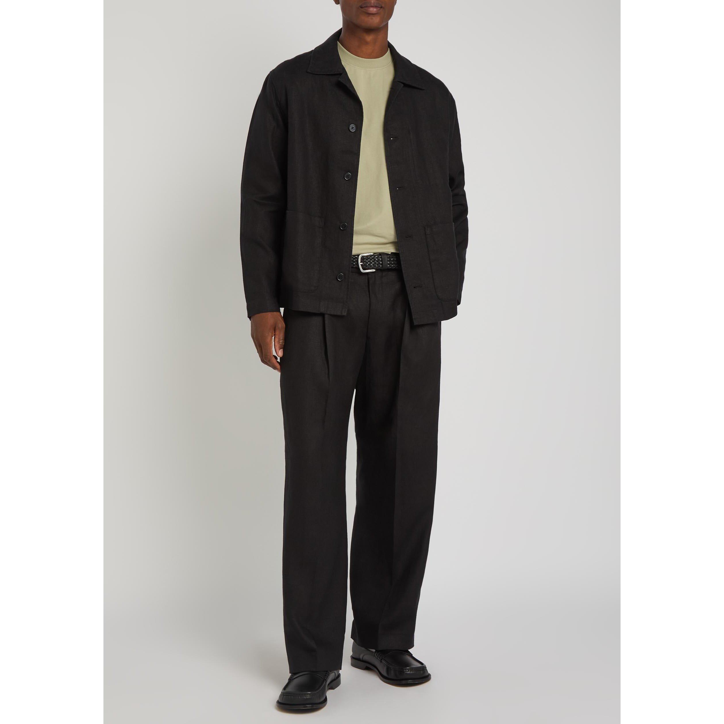 BLACK - NN07 - Men's Morgan Linen Relaxed-Fit Overshirt - 5