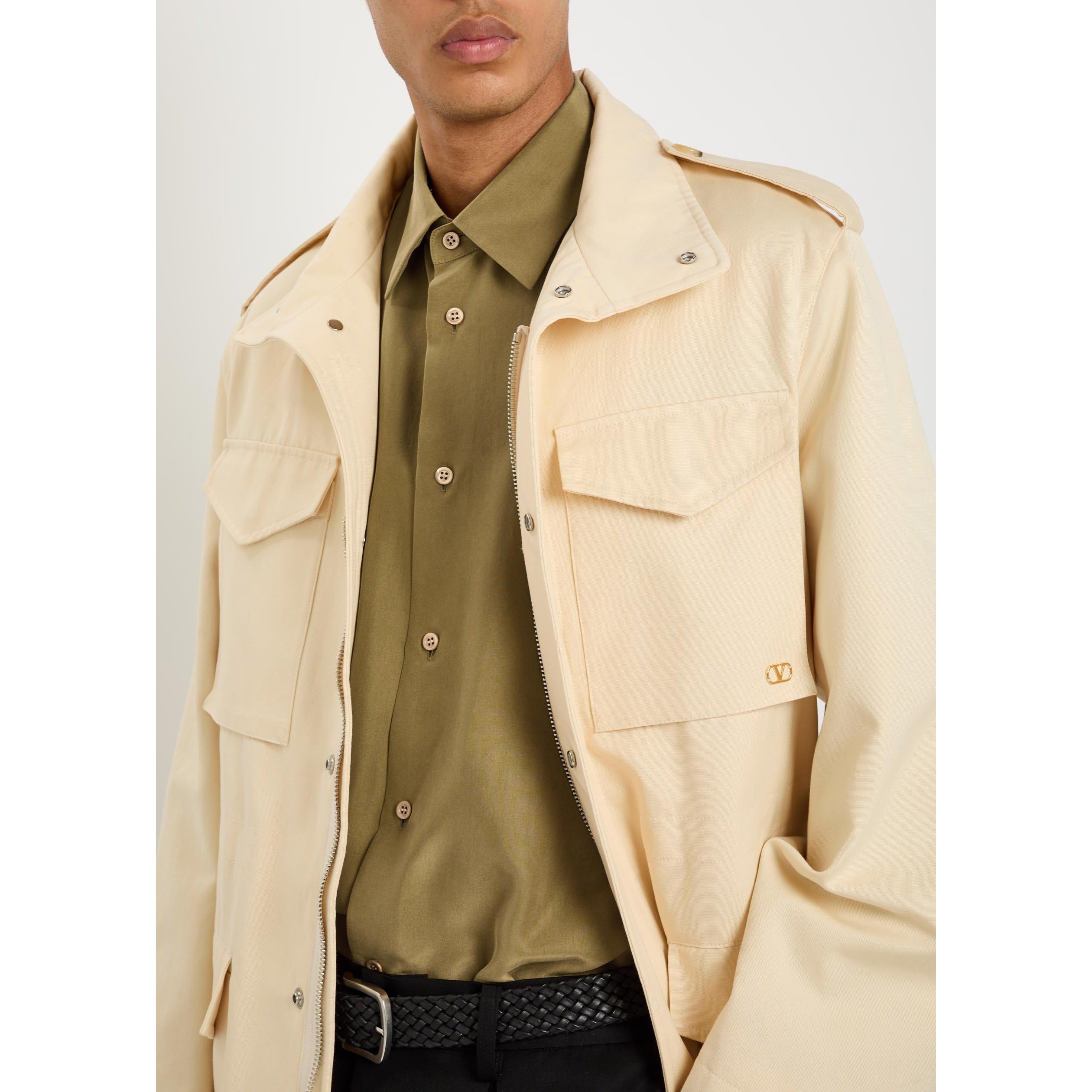 BROWN - Valentino - Men's Val Camicia Long-Sleeve Silk Oversized-Fit Overshirt - 4