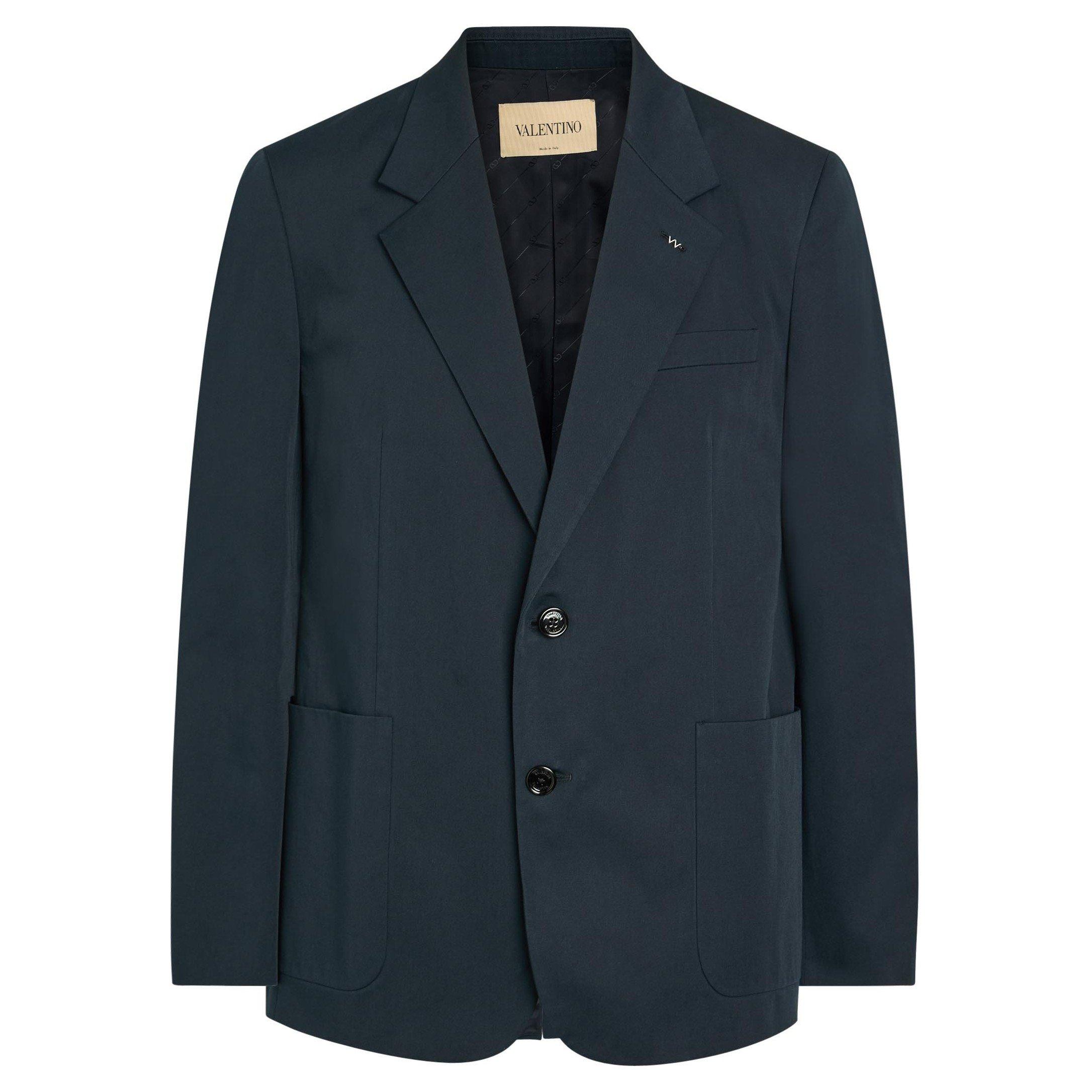 NAVY - Valentino - Men's Val Fine Gabardine Cotton Blazer - 1