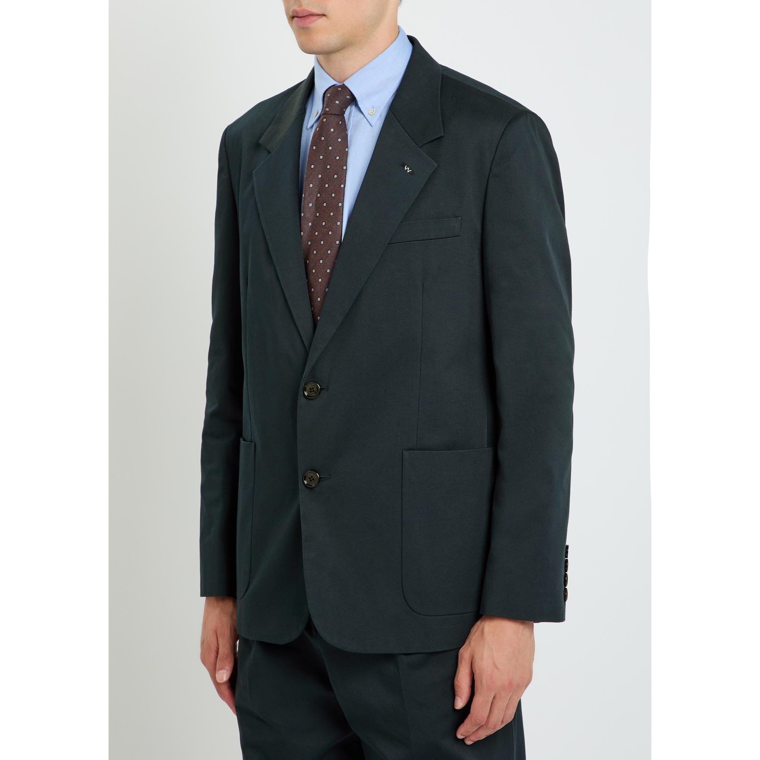 NAVY - Valentino - Men's Val Fine Gabardine Cotton Blazer - 2
