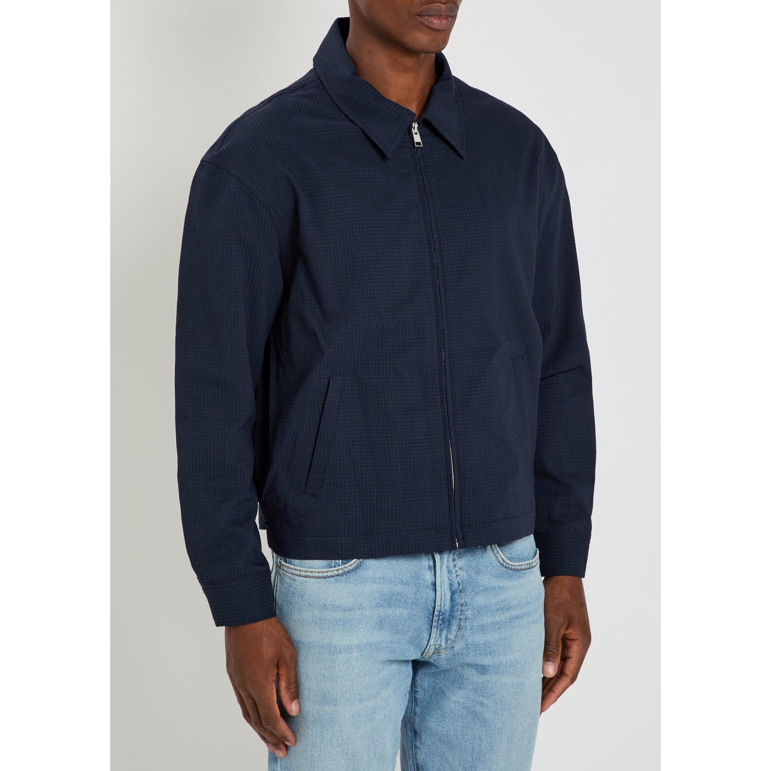 NAVY - Frame - Men's Seersucker Blouson Jacket - 2