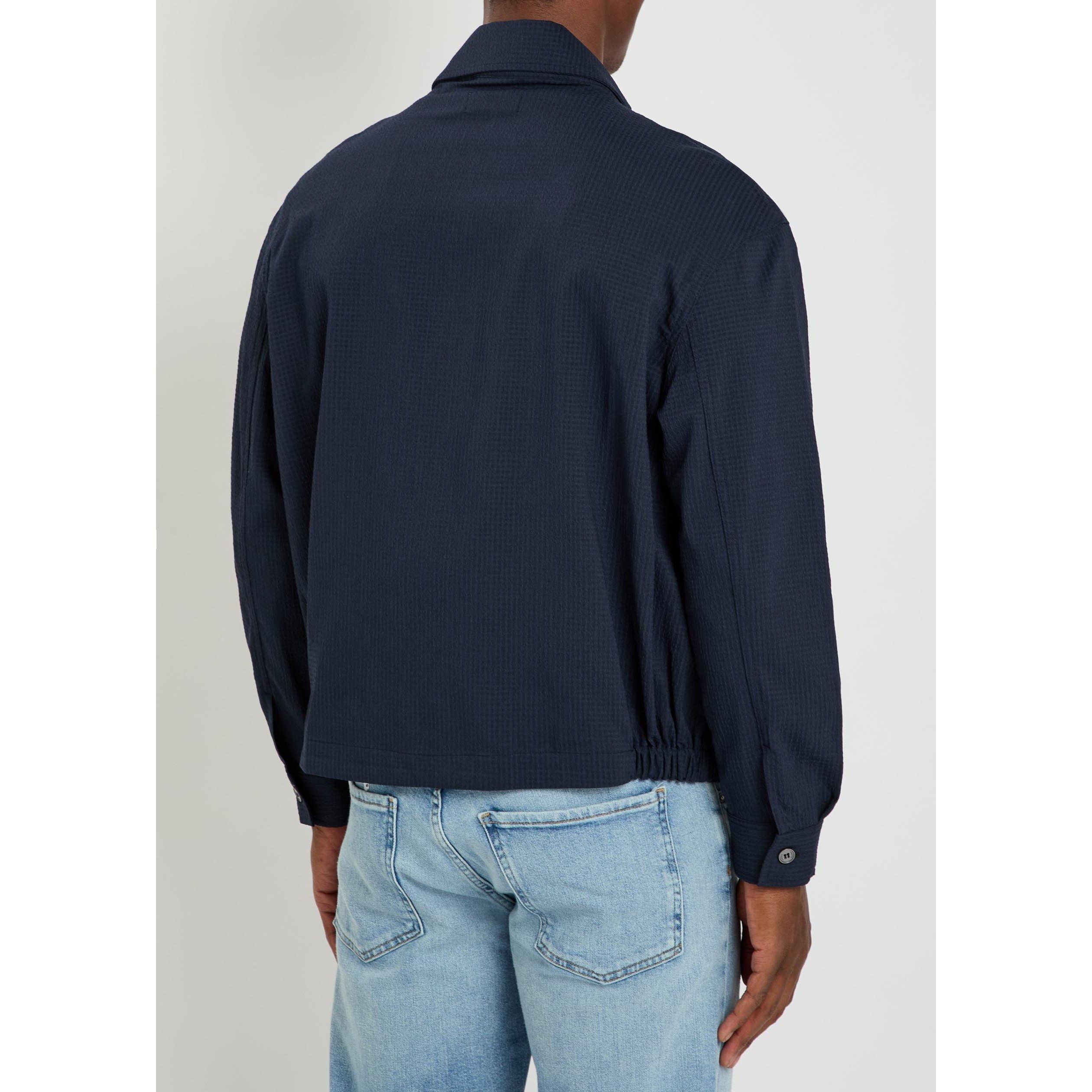 NAVY - Frame - Men's Seersucker Blouson Jacket - 3