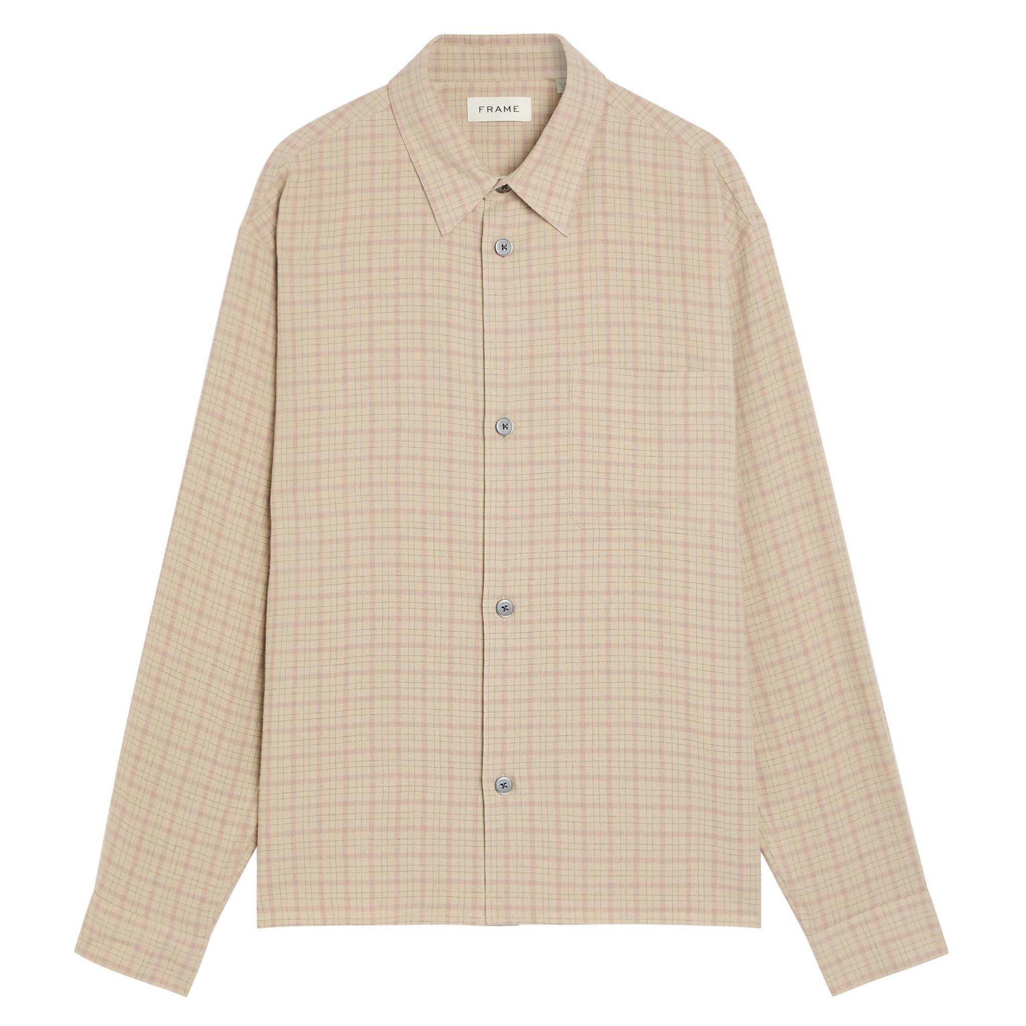 BEIGE - Frame - FRAME LINEN BLEND PLAID OSHIRT