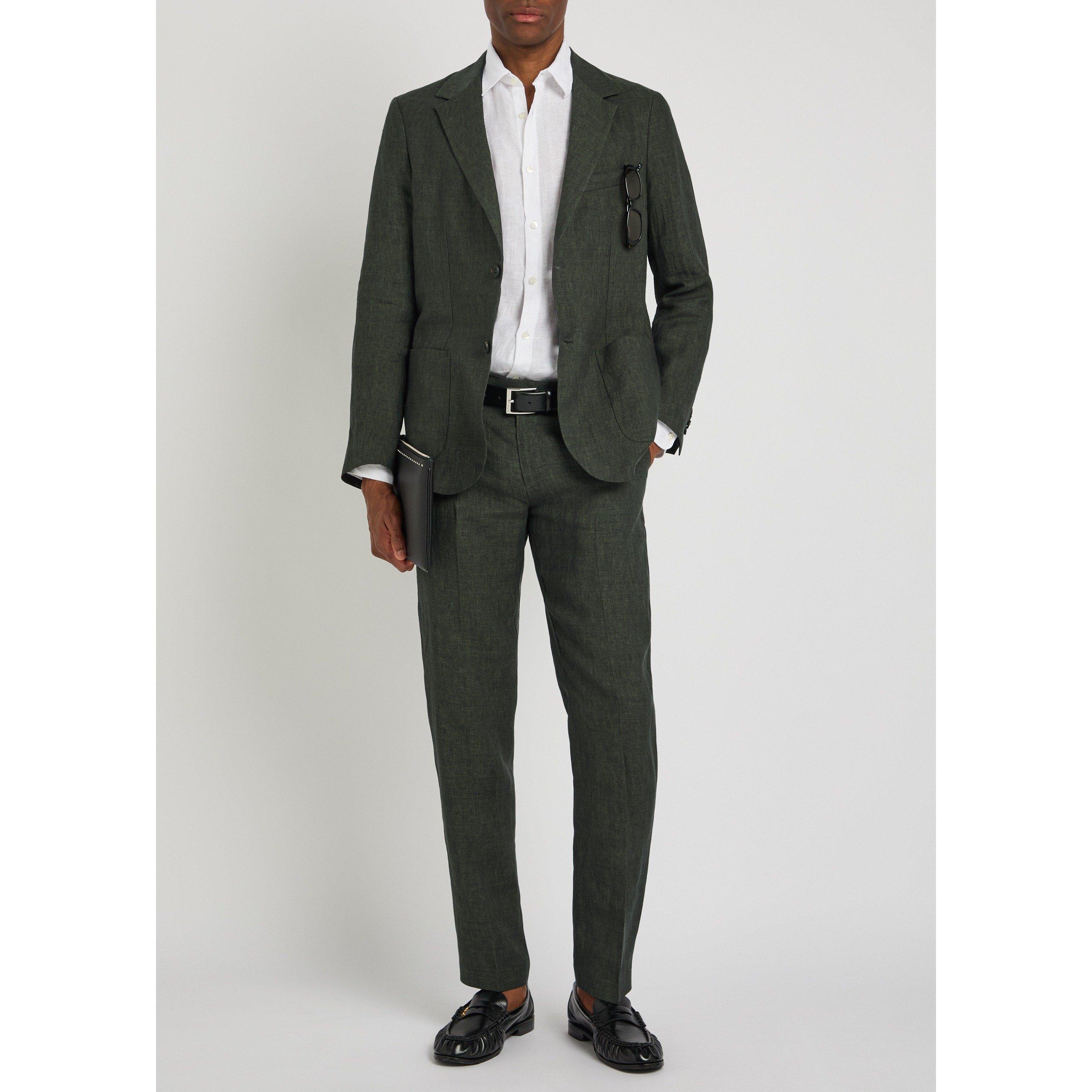 DARK GREEN - Sunspel - SUNSPEL LINEN BLZR - 5