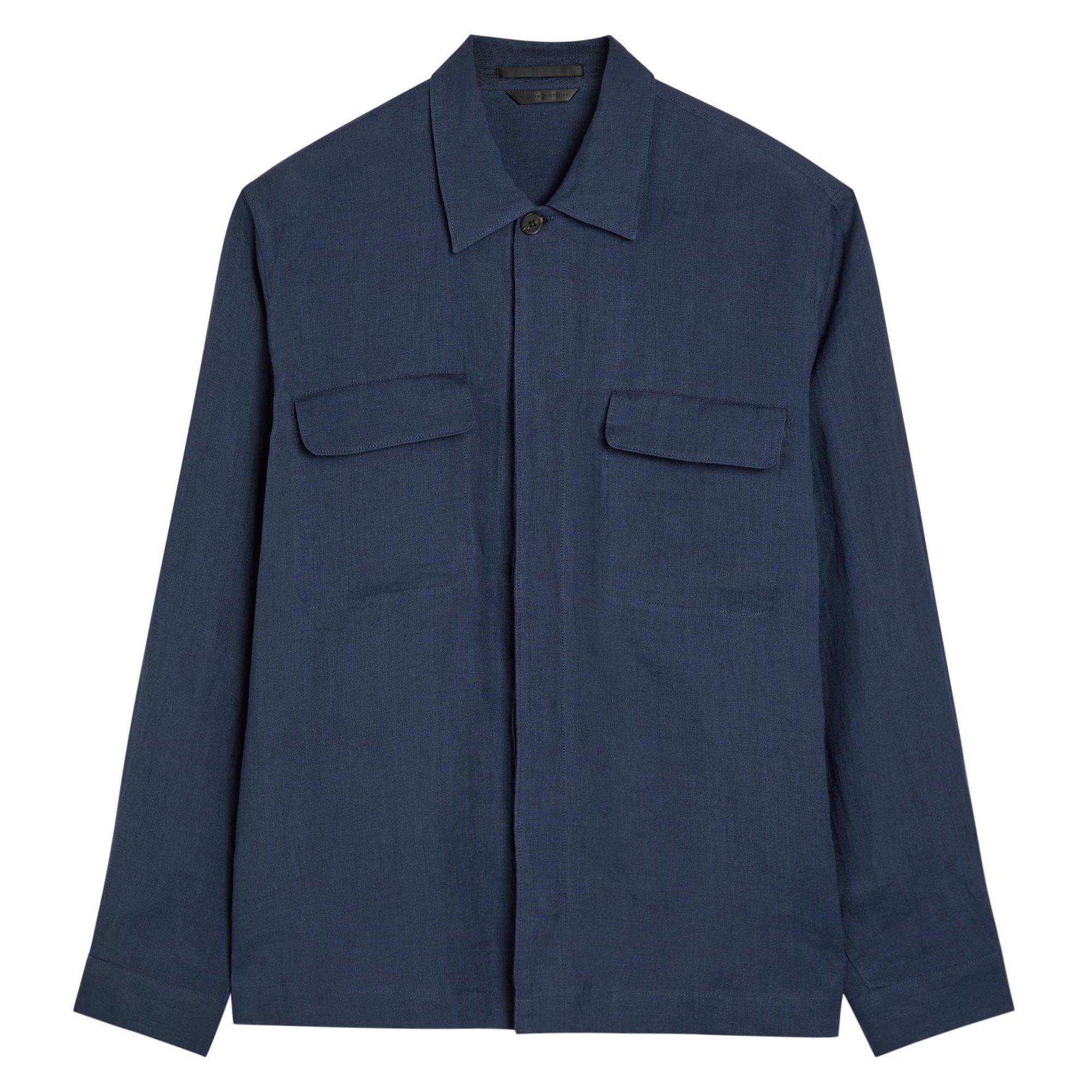 NAVY   SHADE 01 - Sunspel - SUNSPEL LINEN OSHIRT