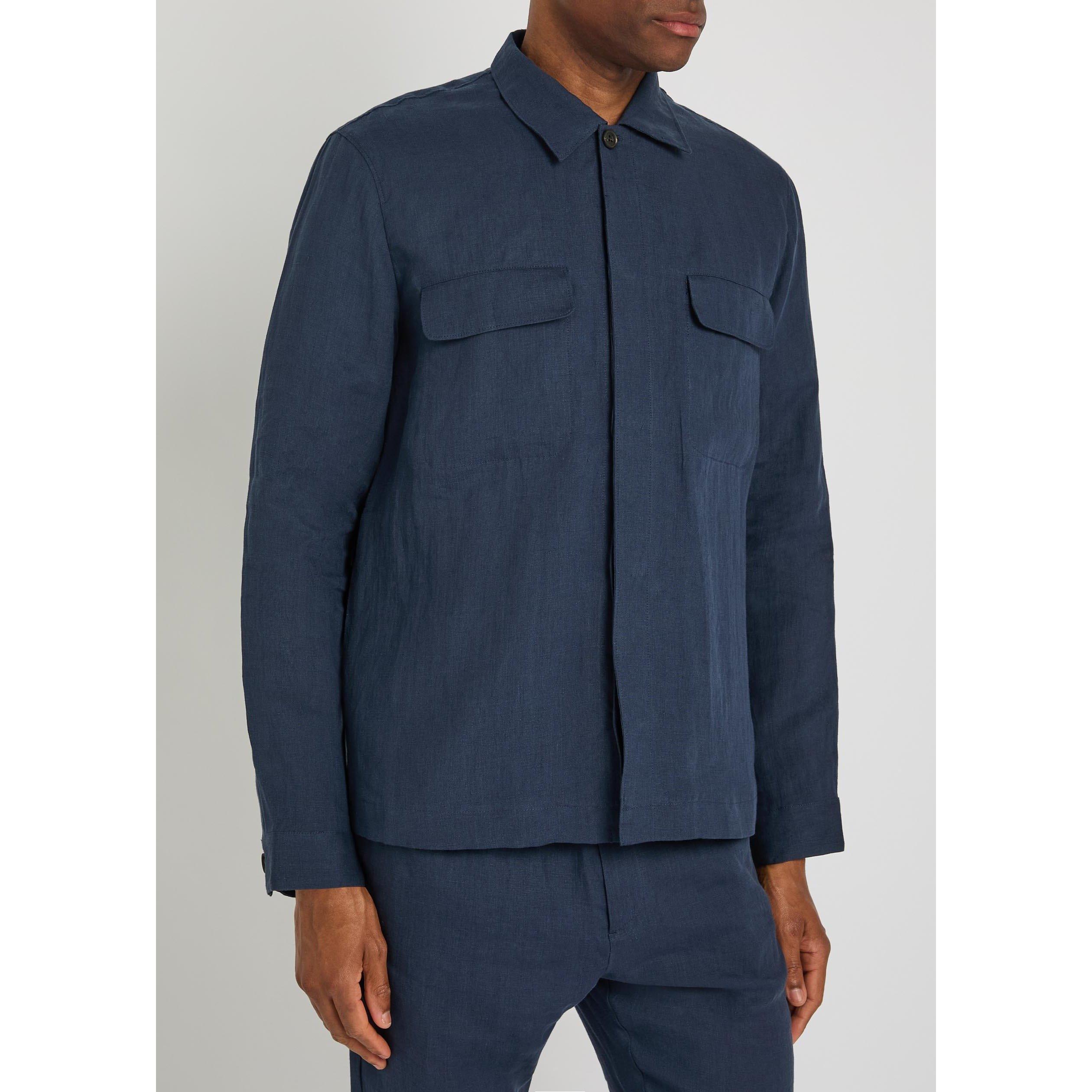 NAVY   SHADE 01 - Sunspel - SUNSPEL LINEN OSHIRT - 2