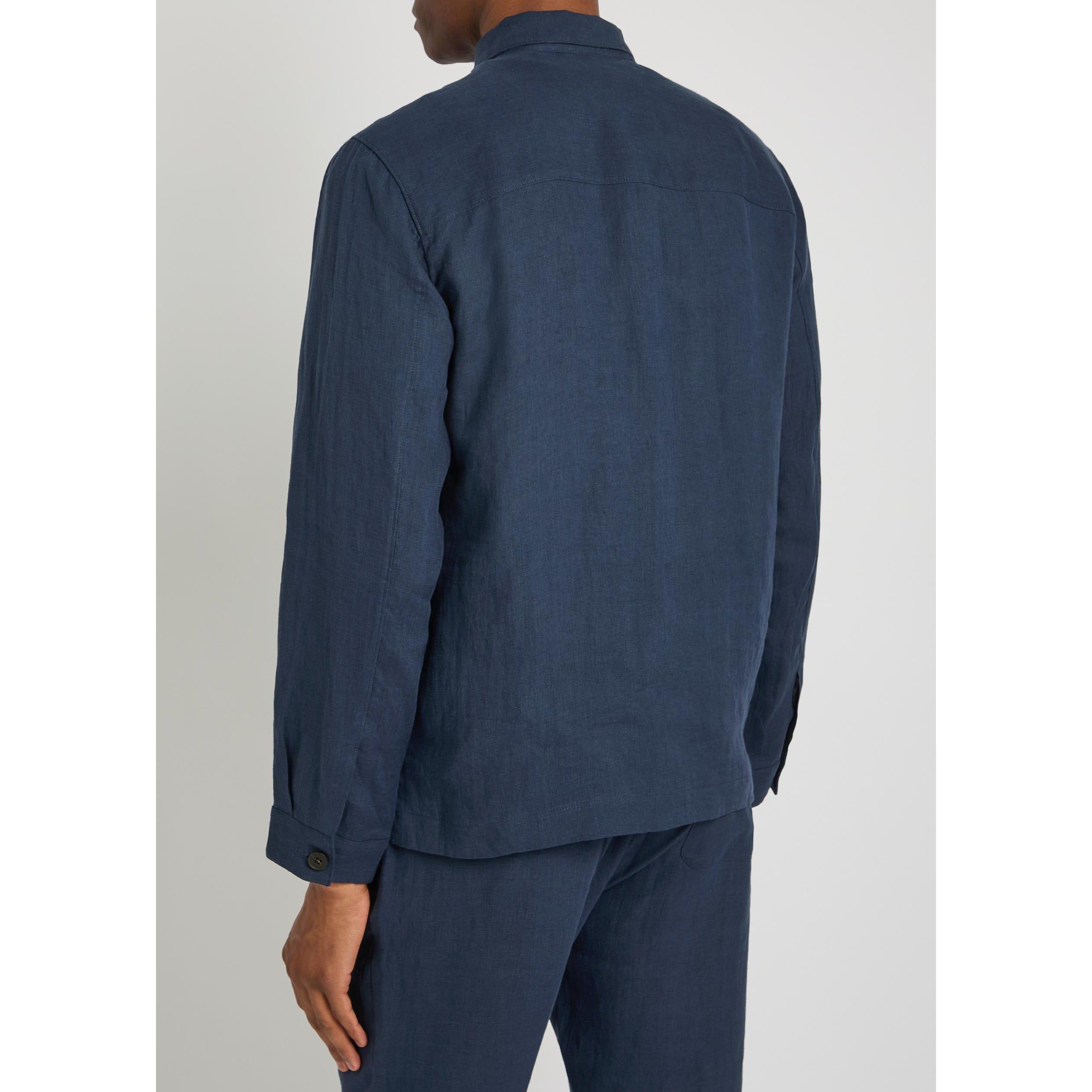 NAVY   SHADE 01 - Sunspel - SUNSPEL LINEN OSHIRT - 3
