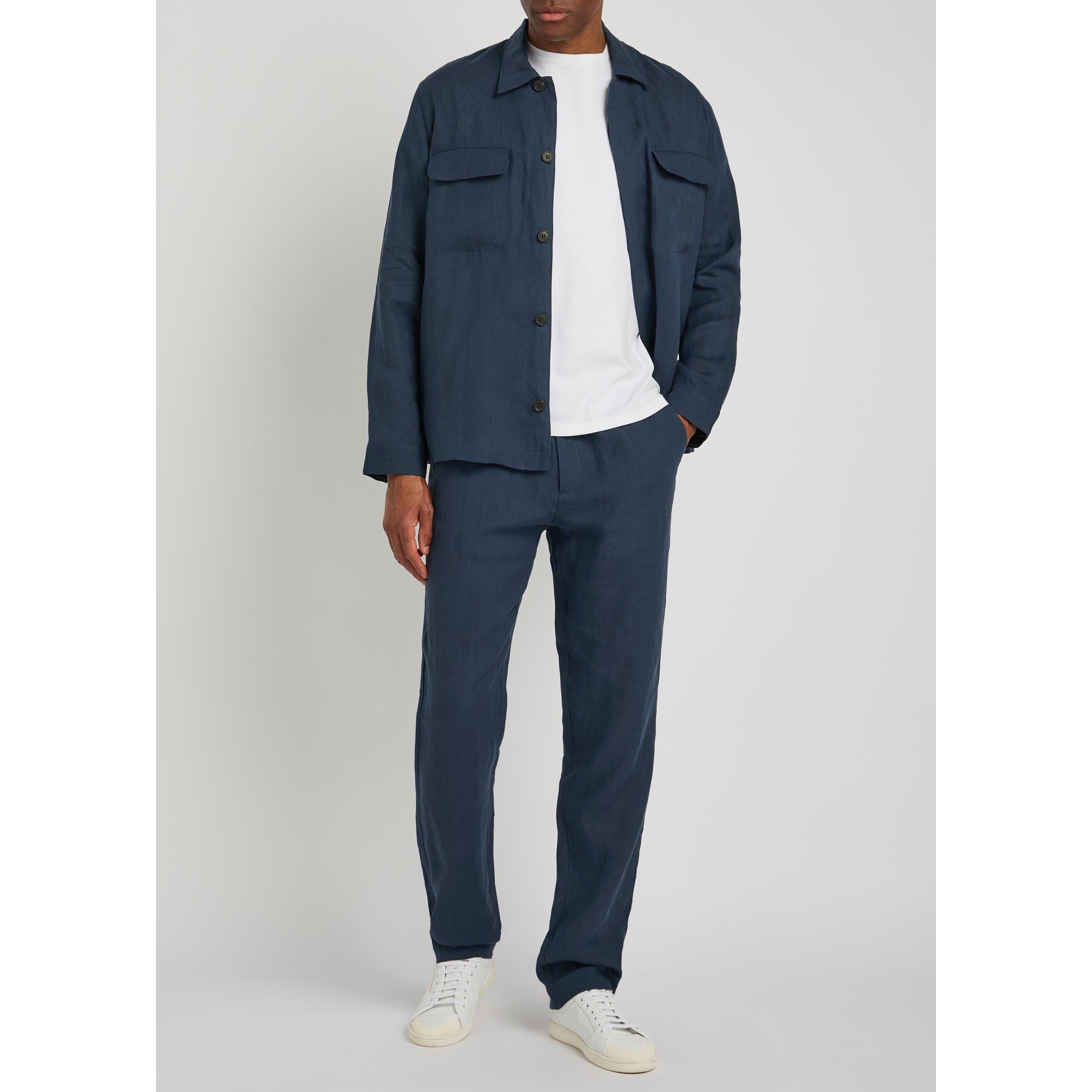 NAVY   SHADE 01 - Sunspel - SUNSPEL LINEN OSHIRT - 5