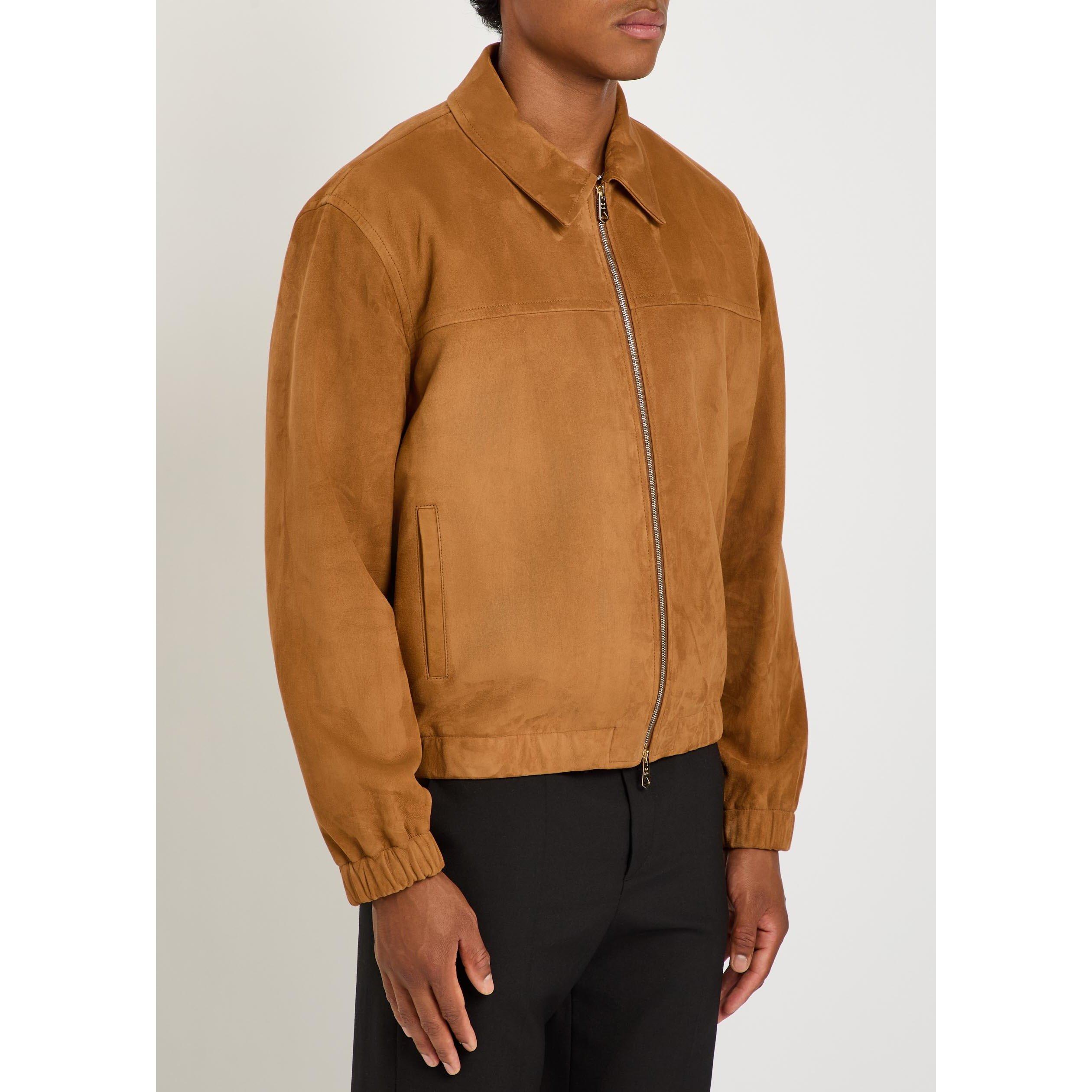 BROWN - Paul Smith - Men's Suede Oversized-Fit Leather Jacket - 2