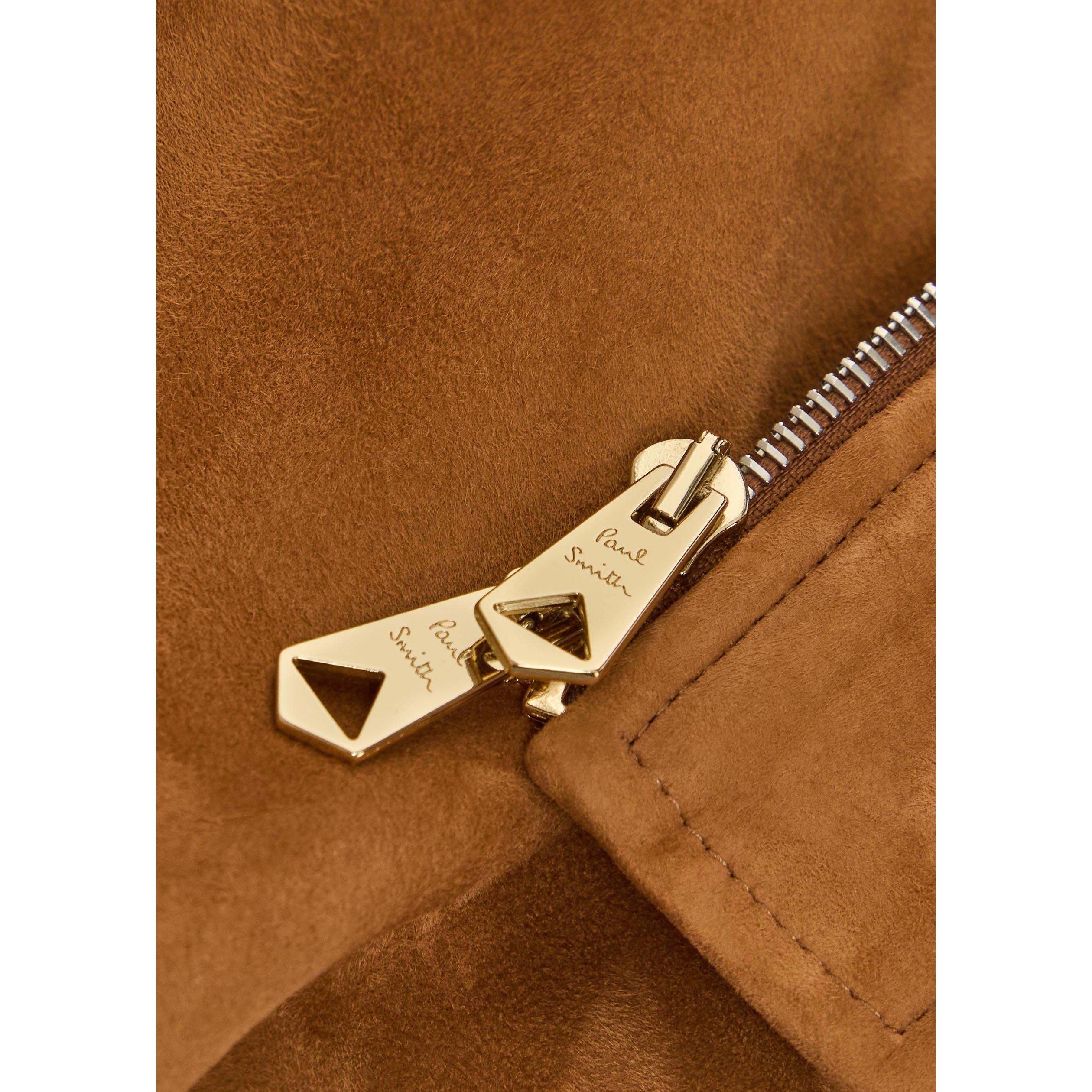 BROWN - Paul Smith - Men's Suede Oversized-Fit Leather Jacket - 4