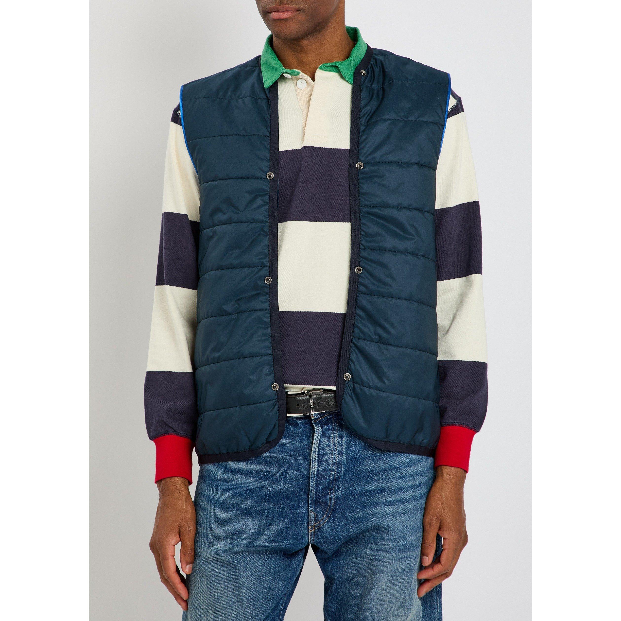NAVY - Paul Smith - Men's Wool Detachable Quilted Gilet Mac - 5
