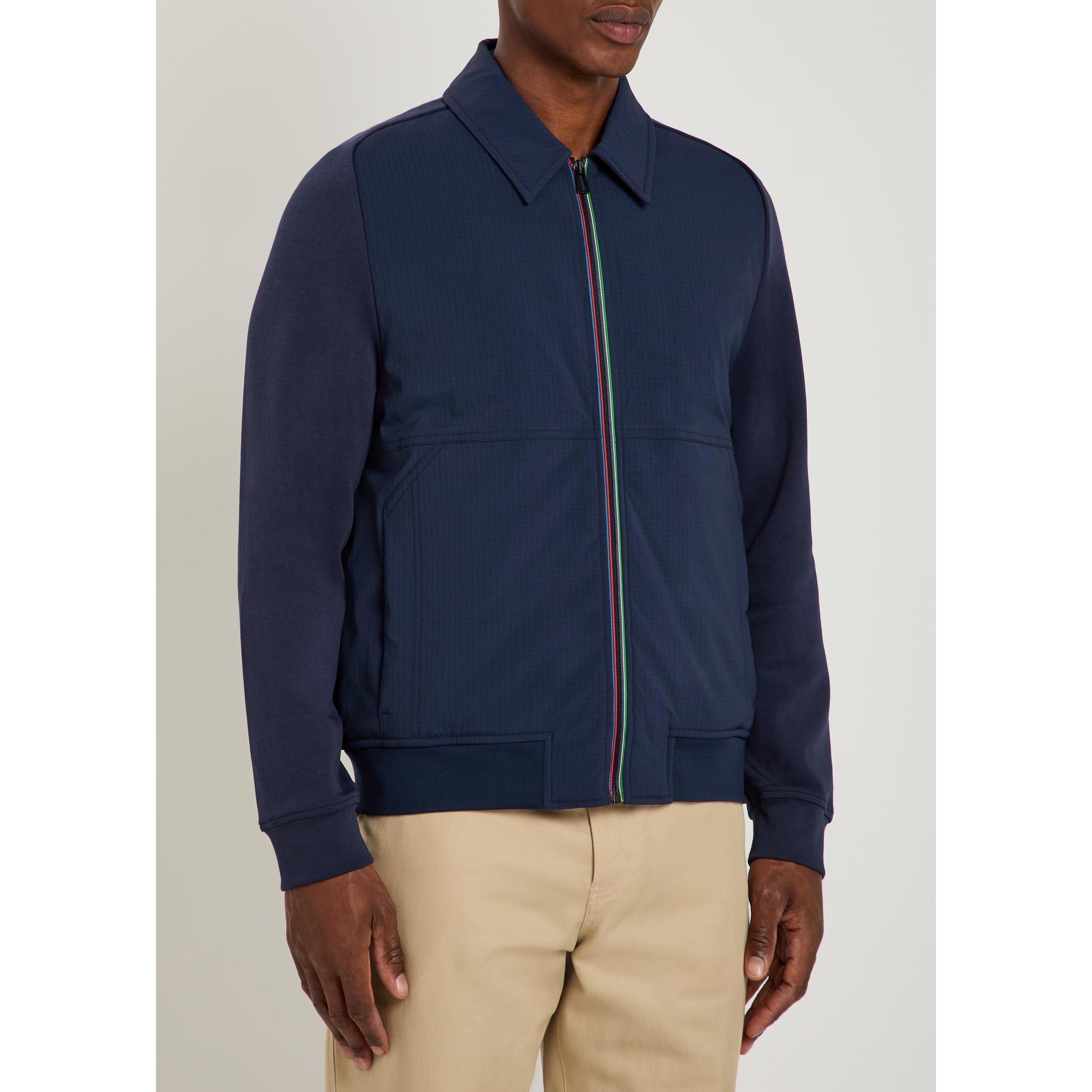 NAVY - PS Paul Smith - Men's Mixed Media Hybrid Jacket - 2