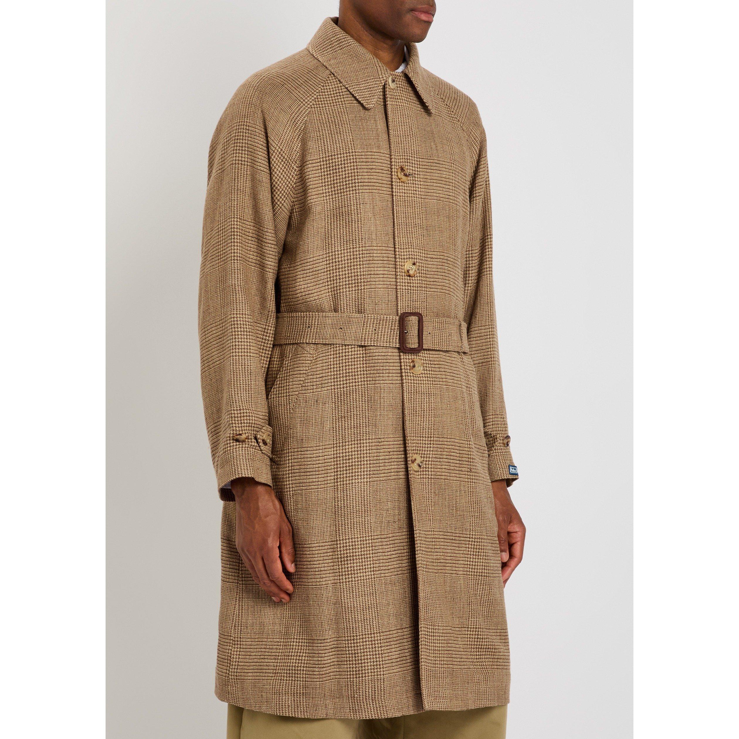 BROWN - Polo Ralph Lauren - Men's Houndstooth Belted Overcoat - 2