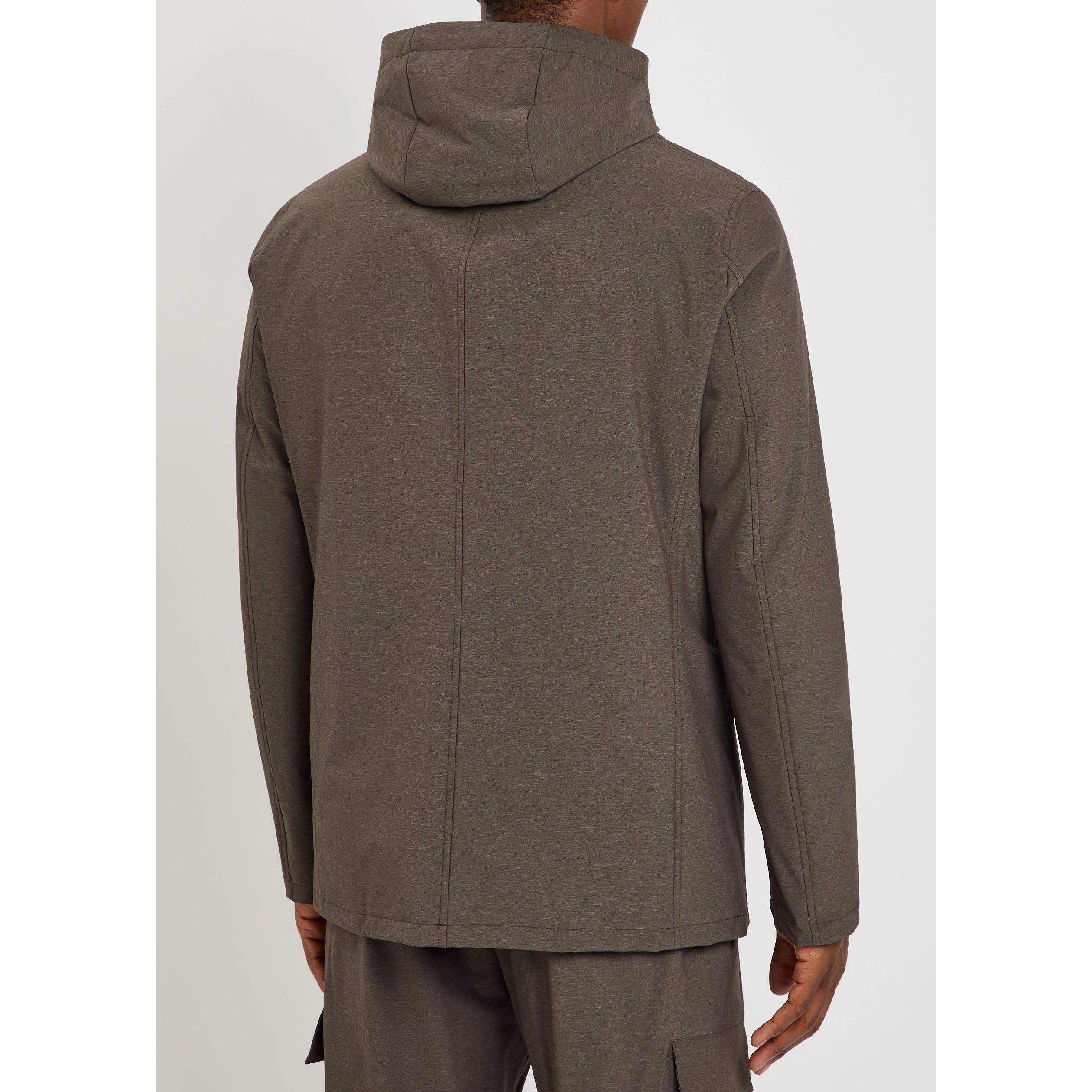 DARK BROWN - Herno - Men's Long-Sleeve Double Layer Slim-Fit Hybrid Jacket - 3
