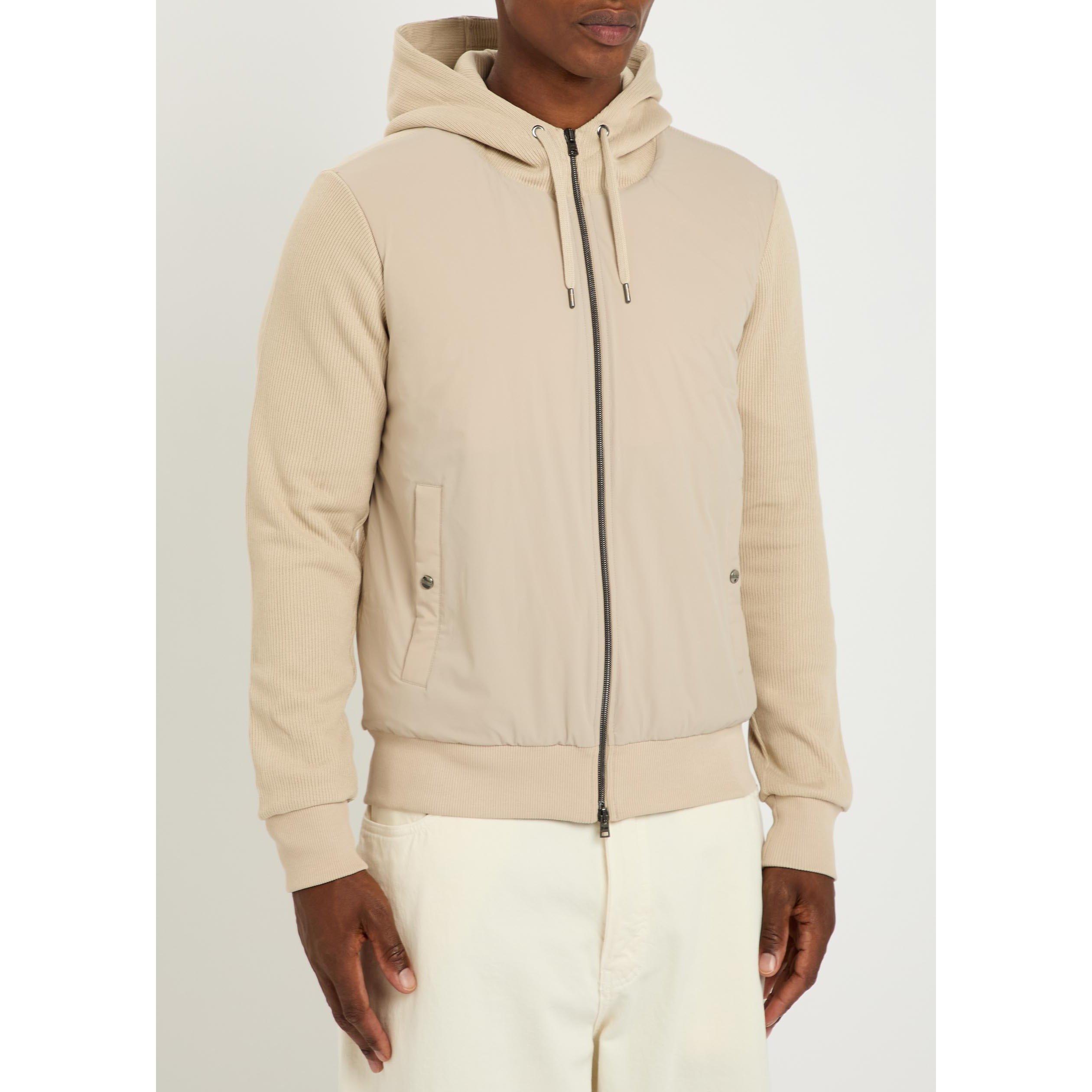 ECRU - Herno - Men's Cotton Long-Sleeve Hooded Puffer Hybrid Jacket - 2